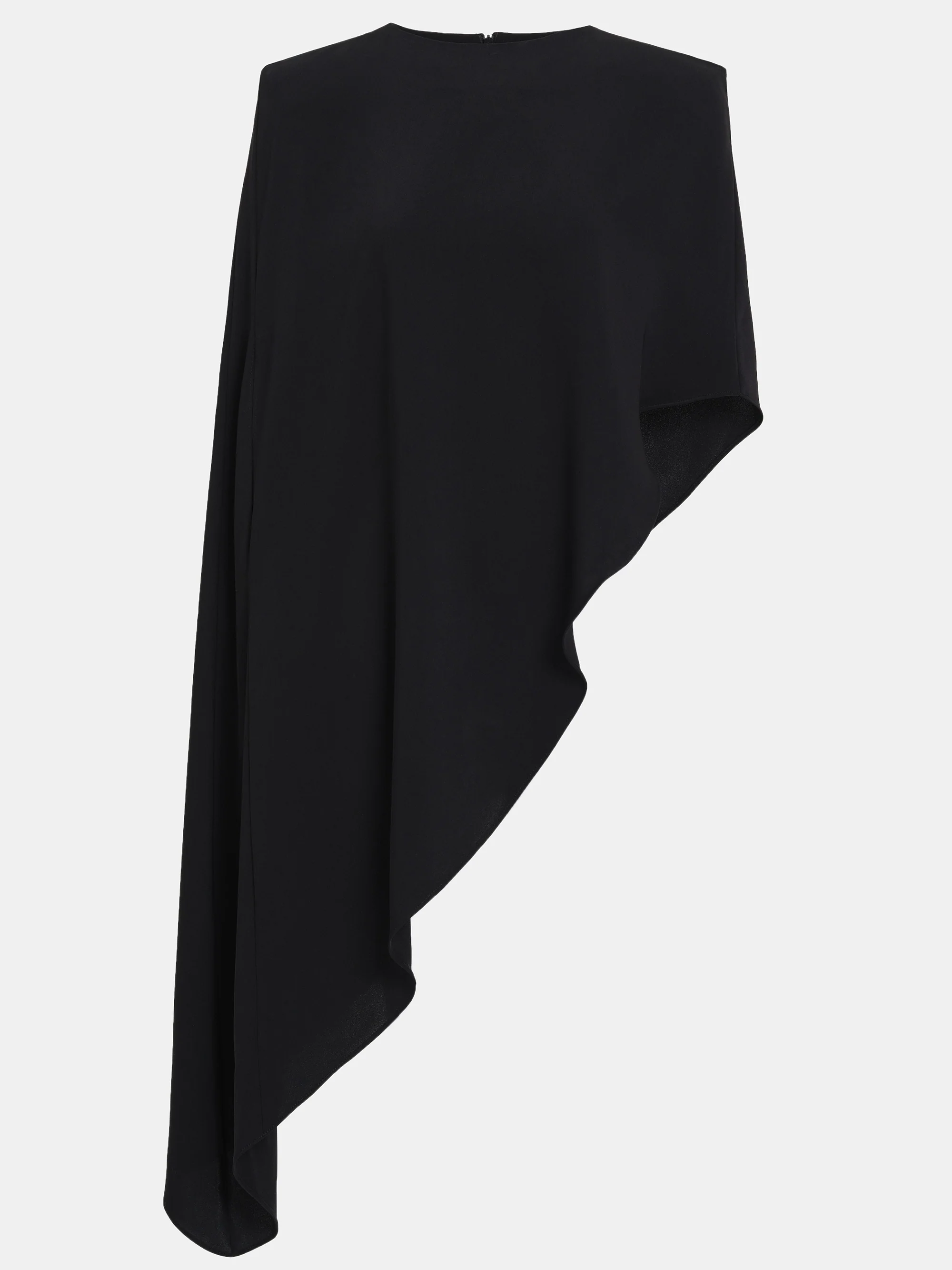 Amia Asymmetric Satin Blouse, Black - Image 6