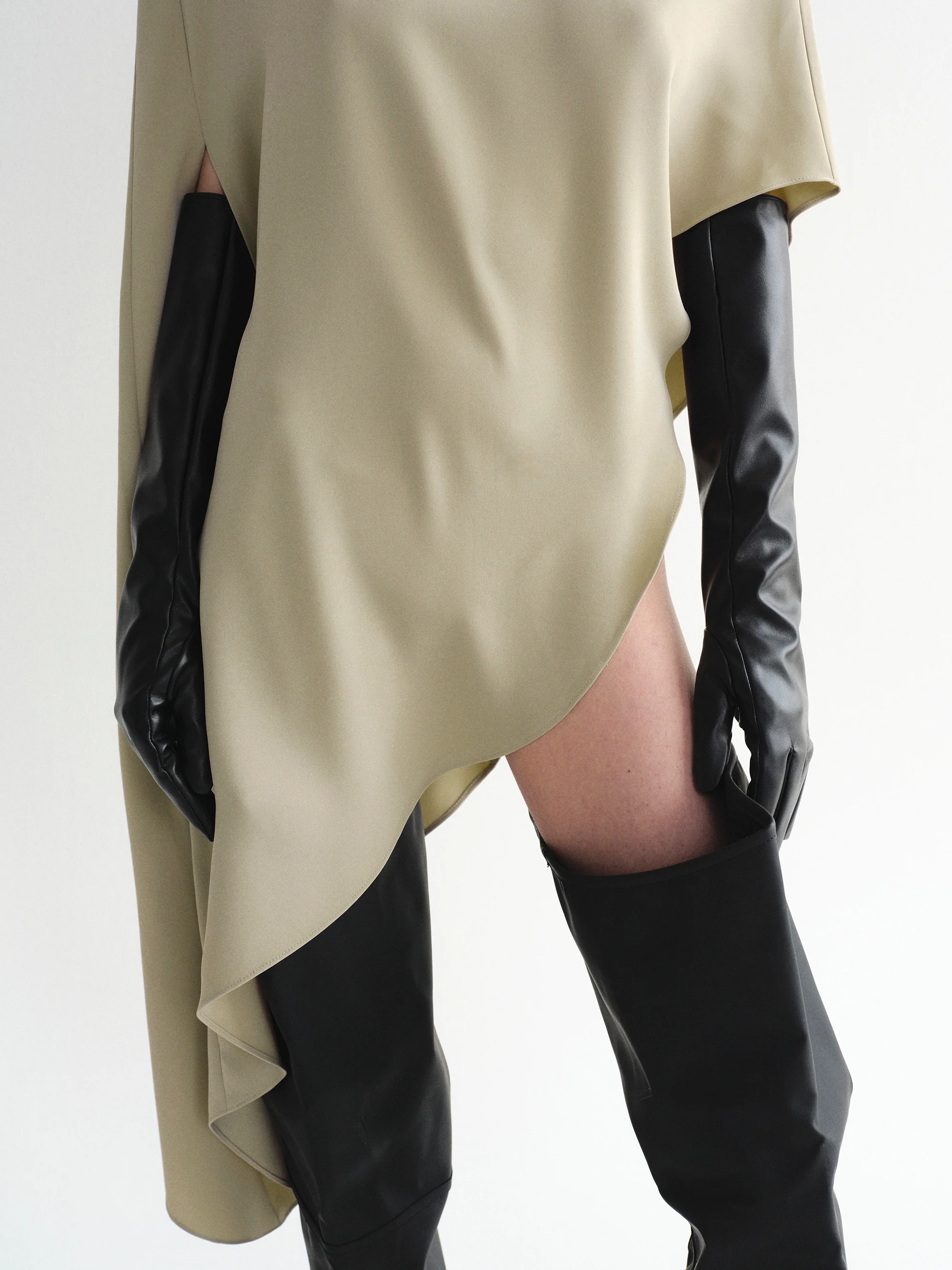 Amia Asymmetric Satin Blouse, Pearl - Image 5