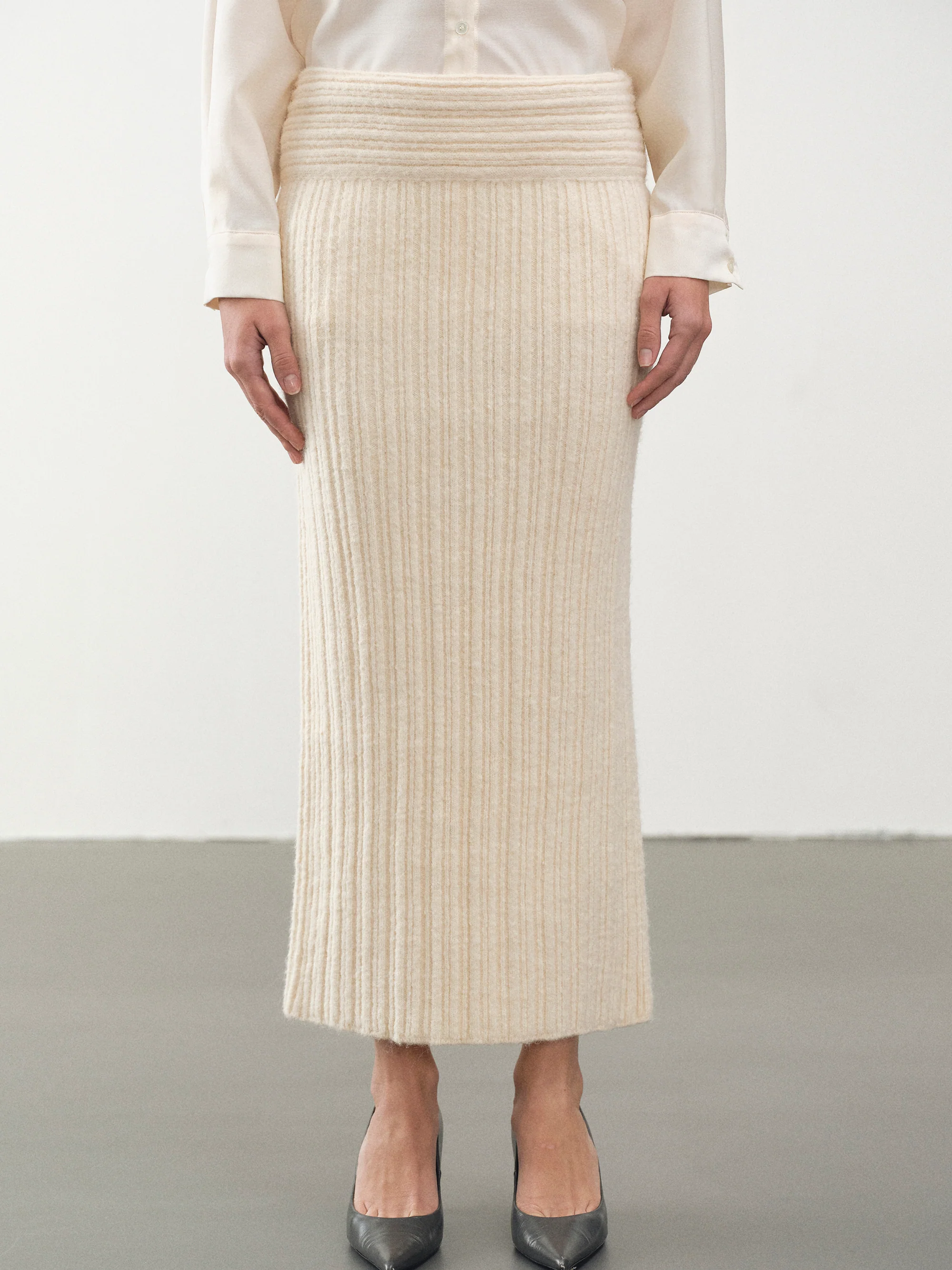 Becca High Roll Knit Skirt, Birch - Image 3