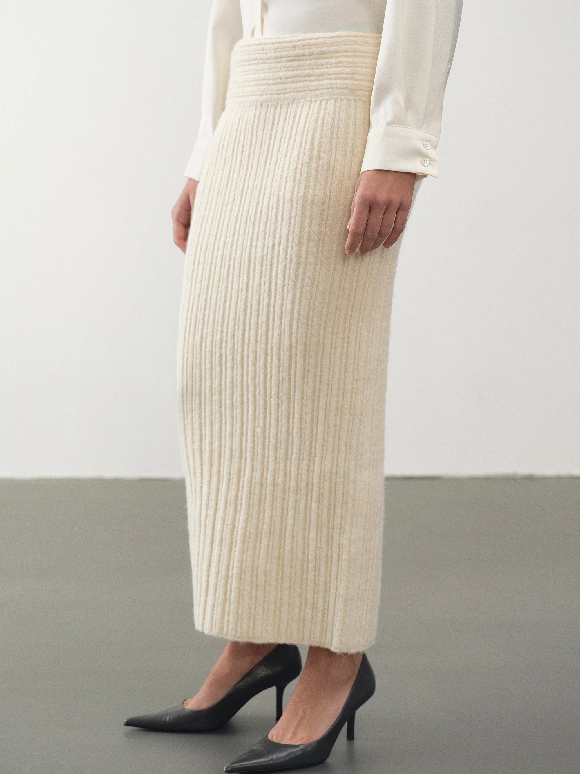 Becca High Roll Knit Skirt, Birch - Image 5