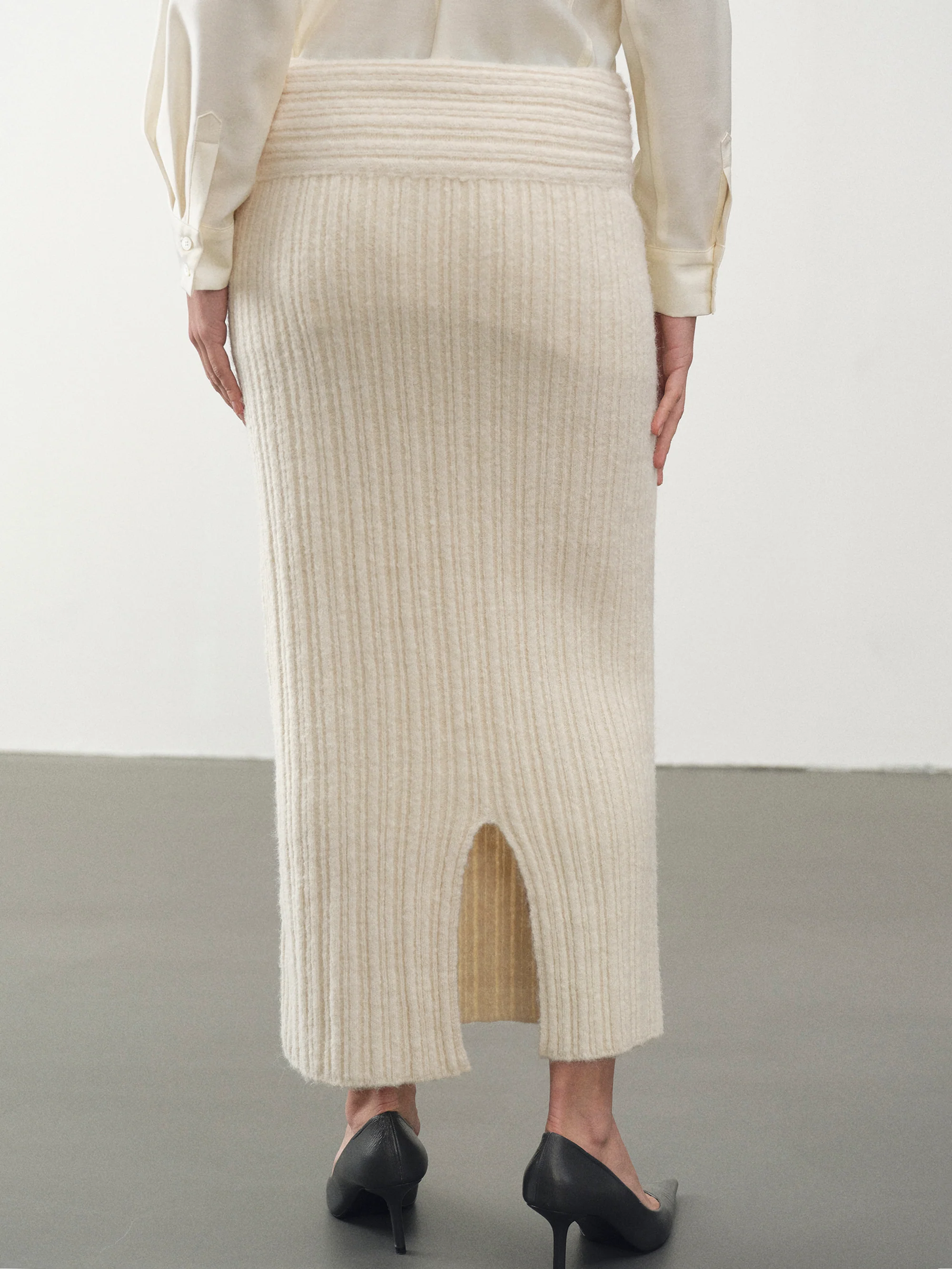 Becca High Roll Knit Skirt, Birch - Image 6