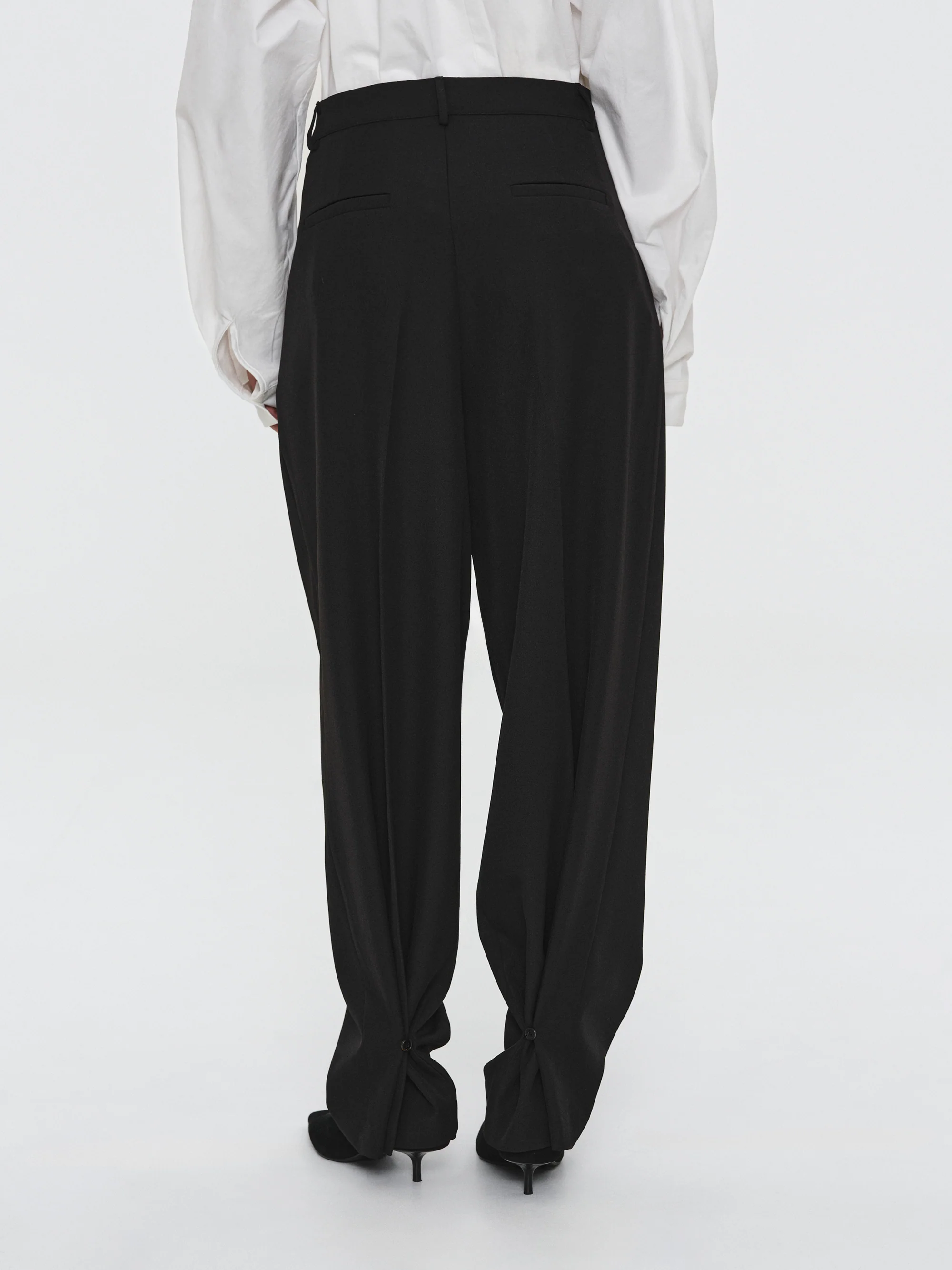 Button Cuff Trousers, Black - Image 5