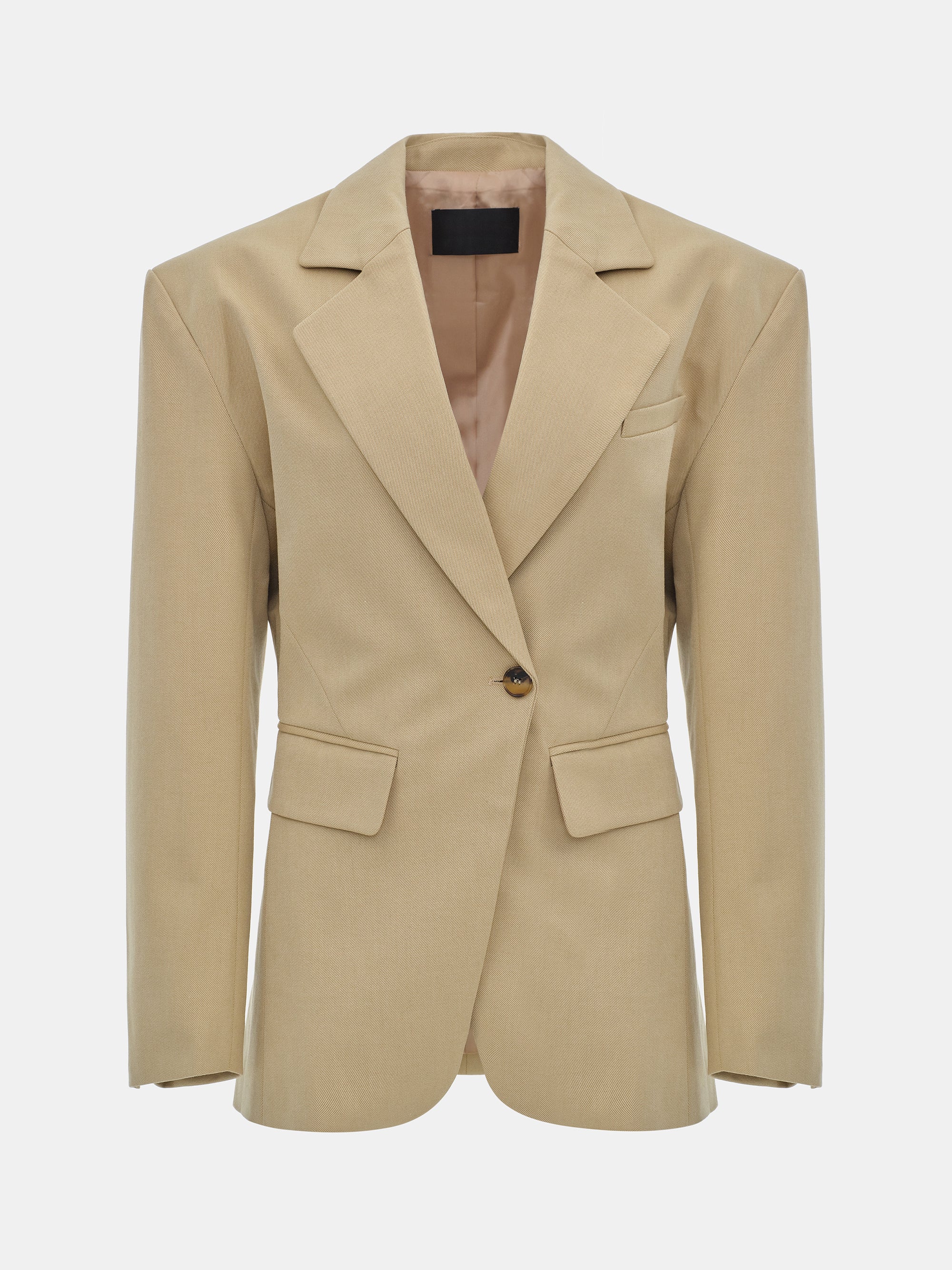 Cinched Suit Blazer, Beige - Image 6