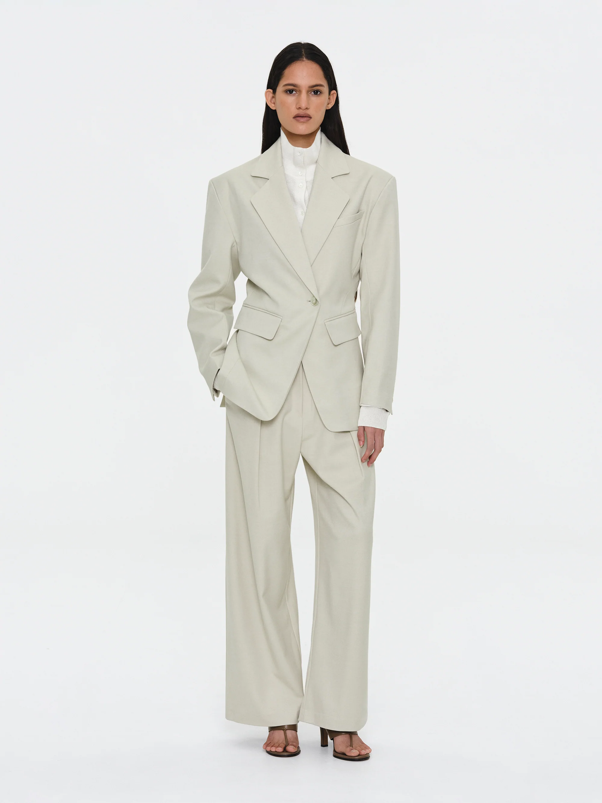 Cinched Suit Blazer, Ivory - Image 4