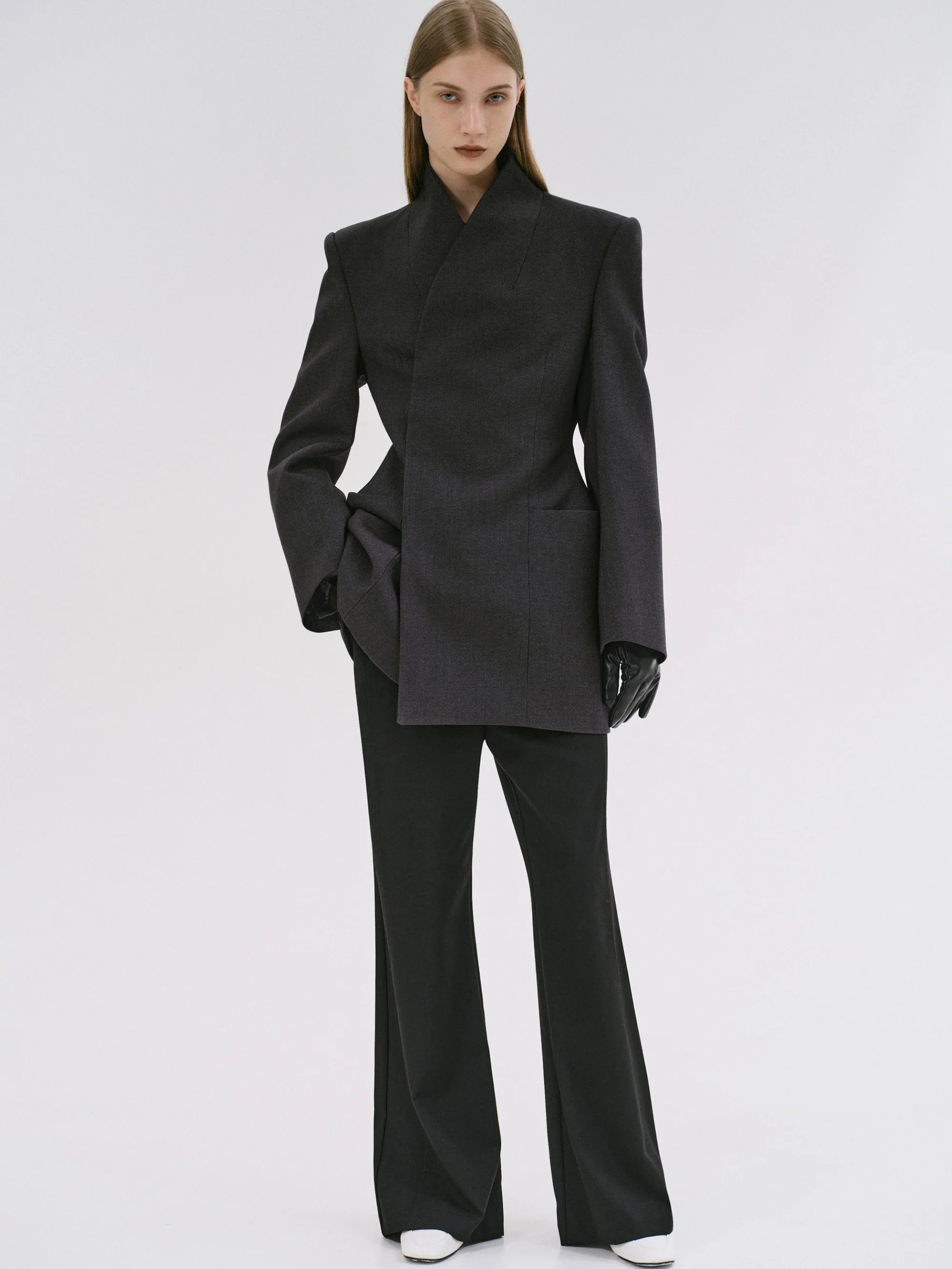 Corrin Wrap Blazer, Charcoal - Image 4
