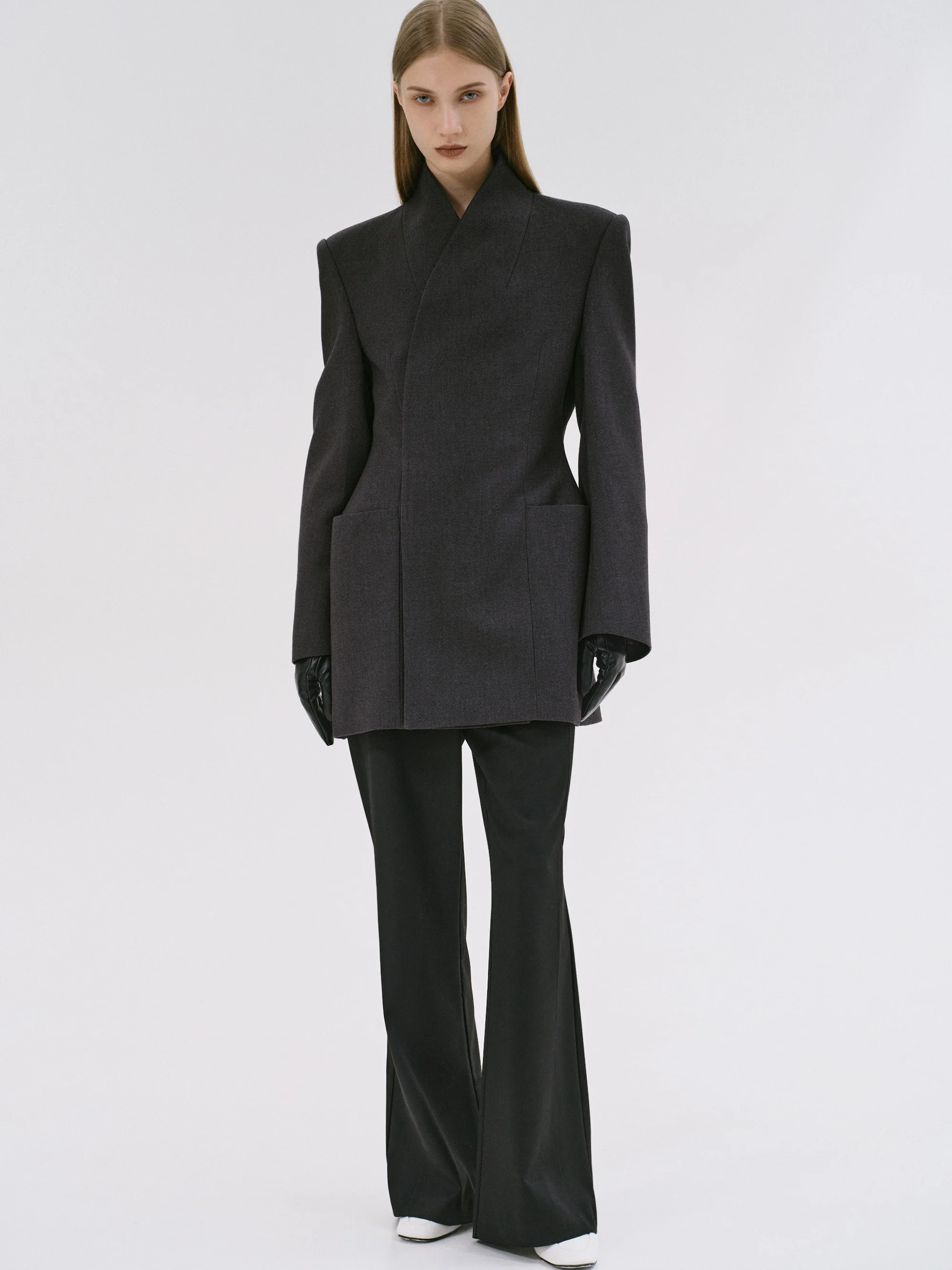 Corrin Wrap Blazer, Charcoal - Image 5