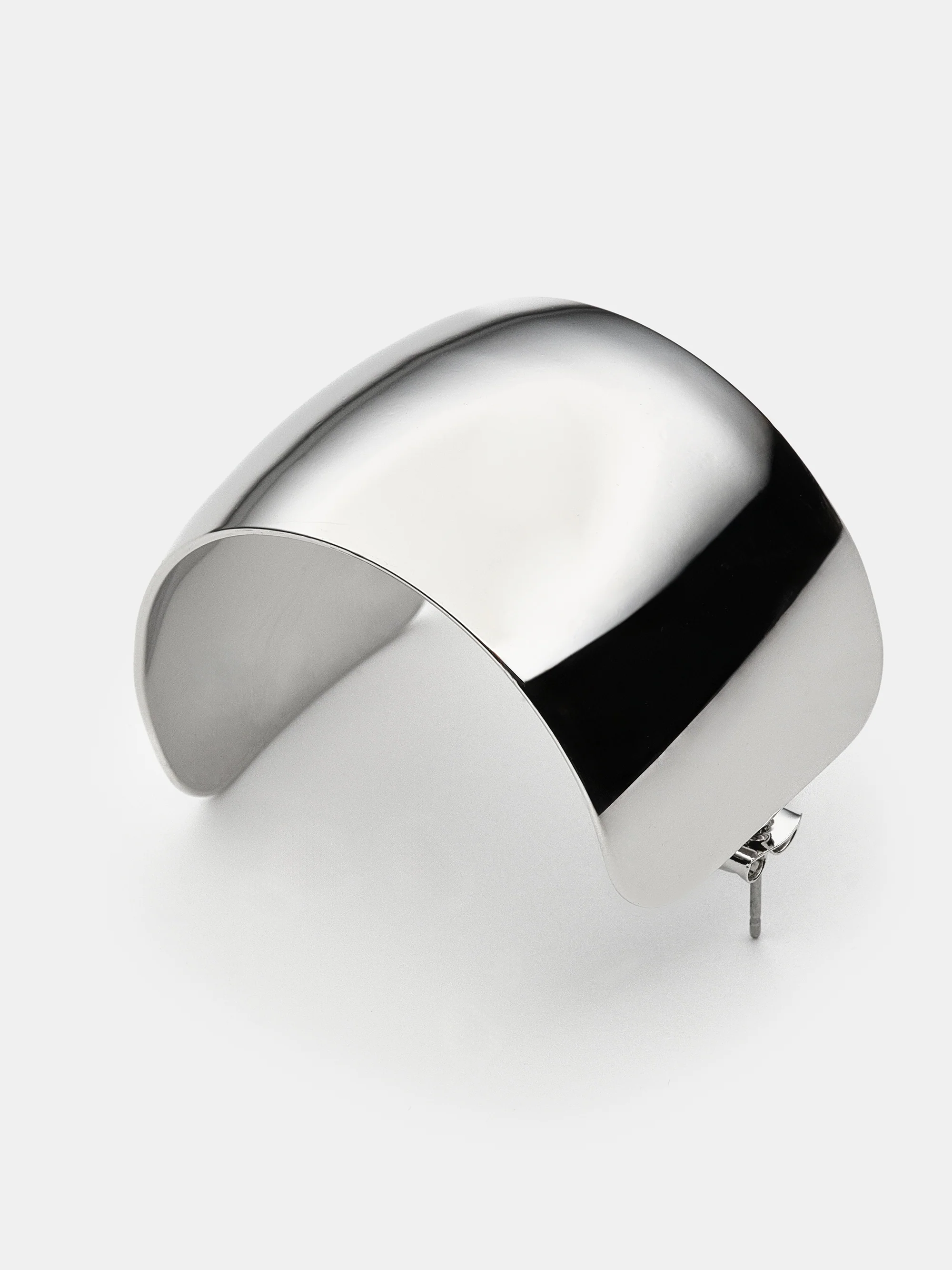 Crescent Hoop Earrings, Silver - Image 3