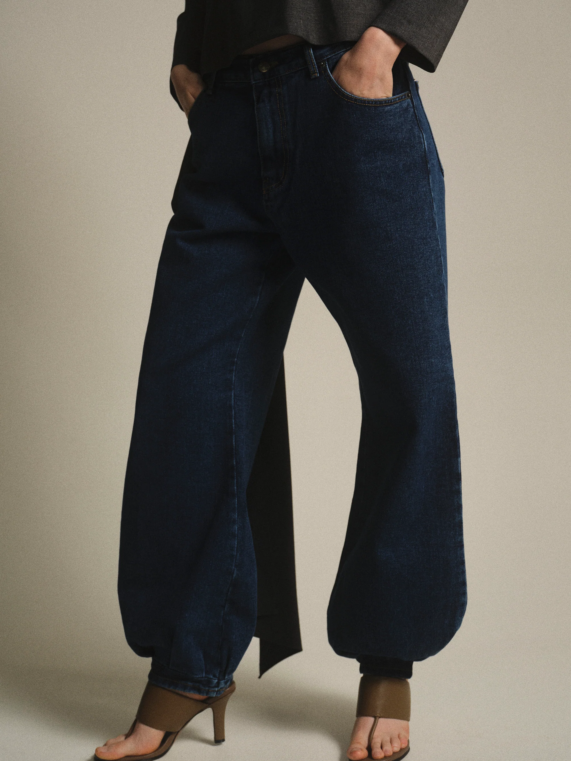 Denim Balloon Pants, Blue - Image 3