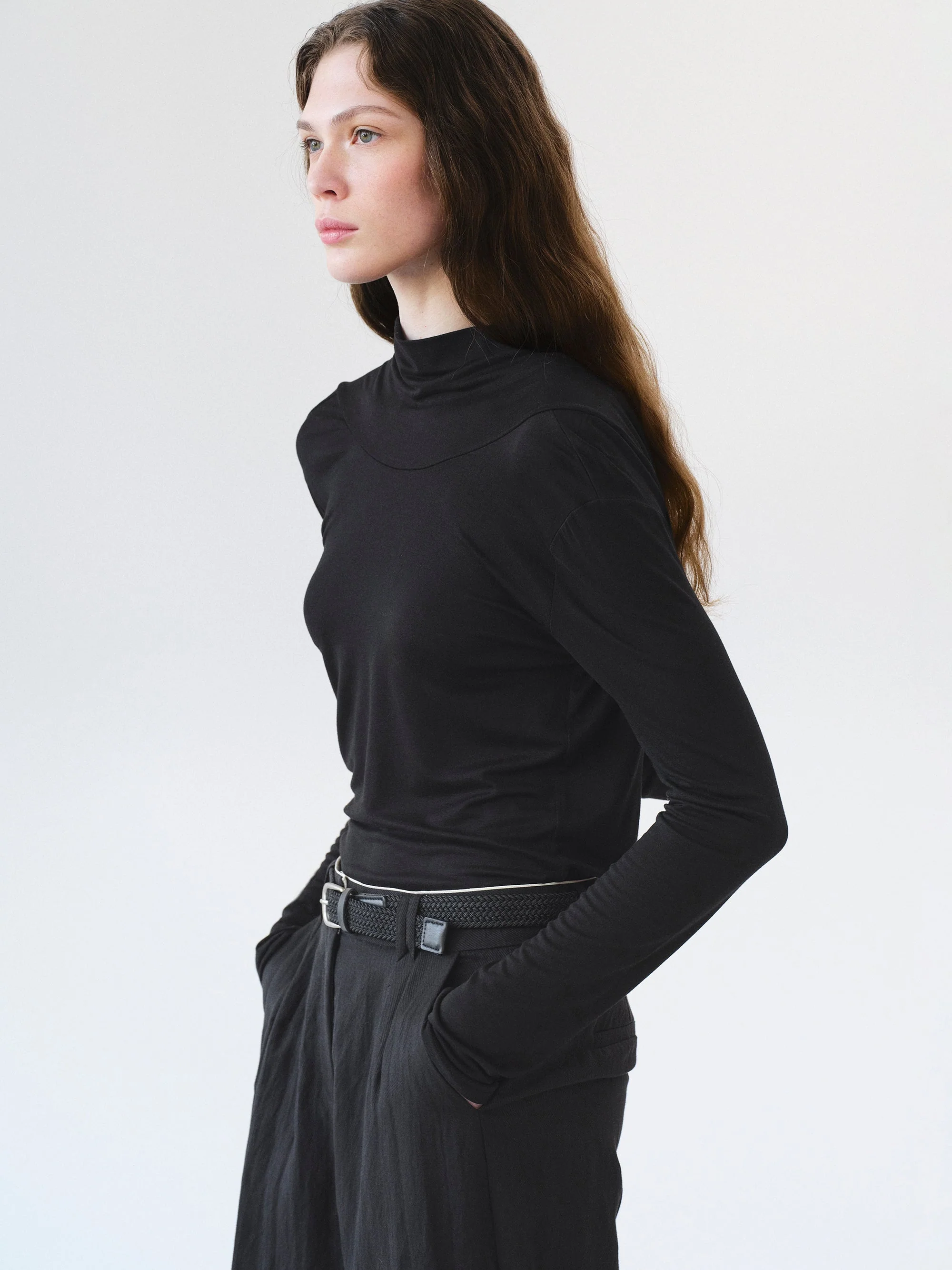 Drop Back Blouse, Black - Image 3