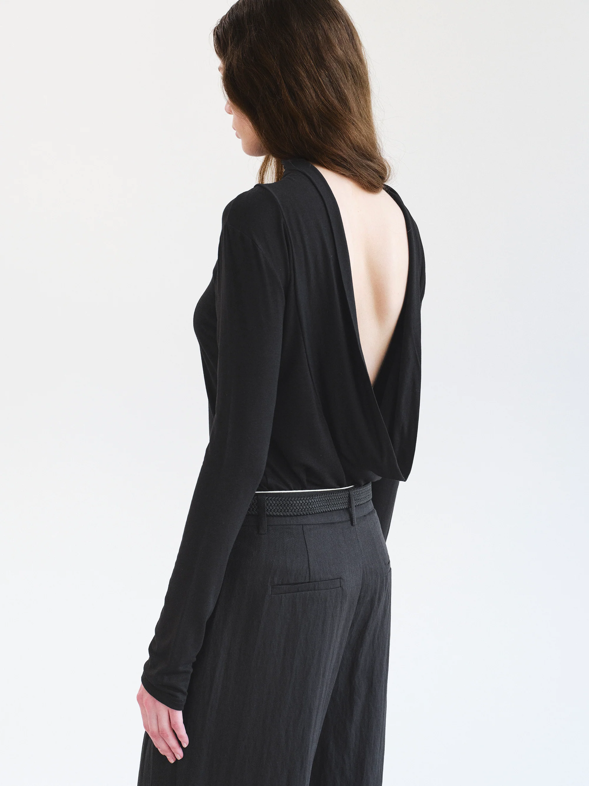 Drop Back Blouse, Black - Image 4