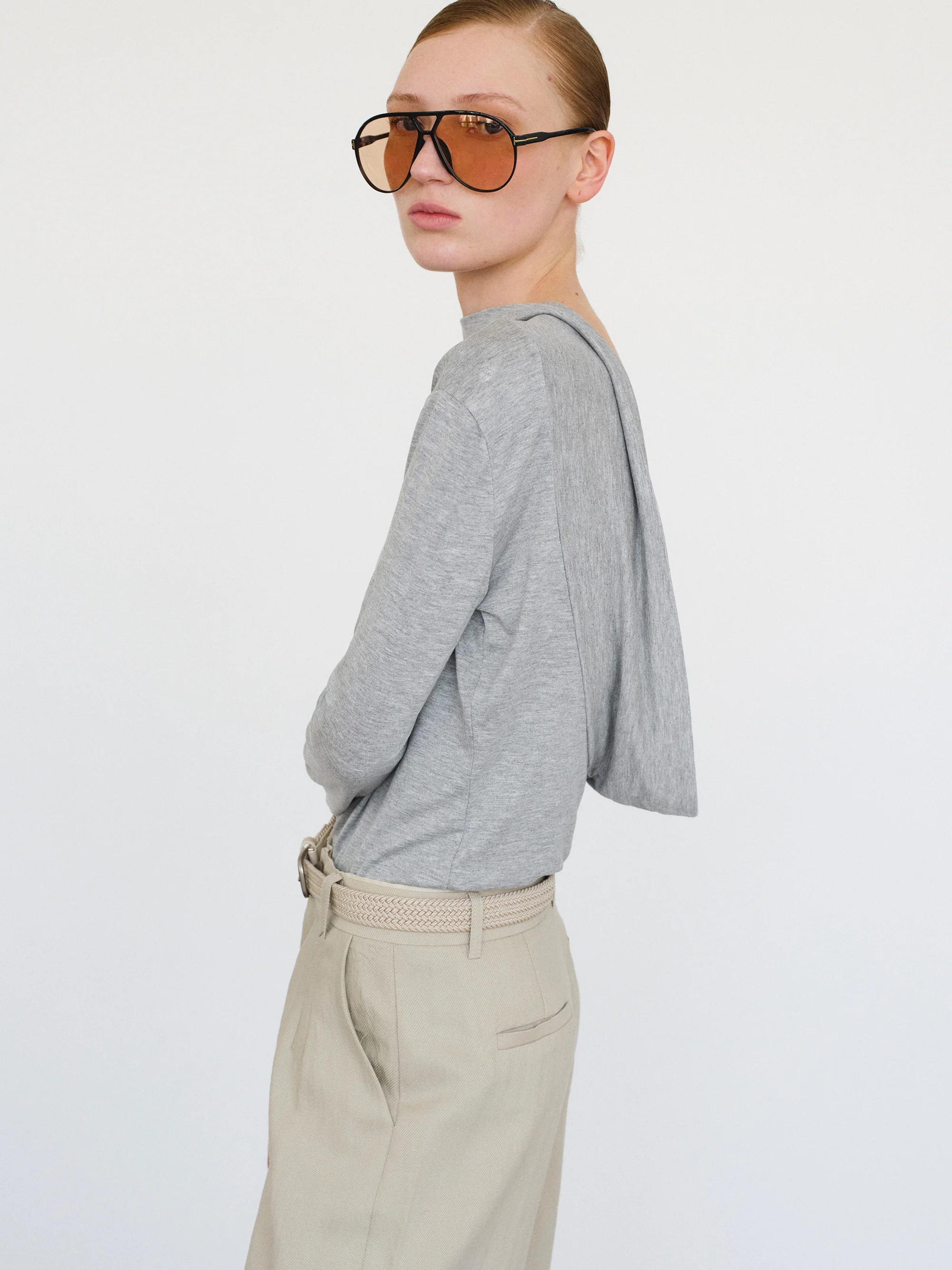 Drop Back Blouse, Grey - Image 3
