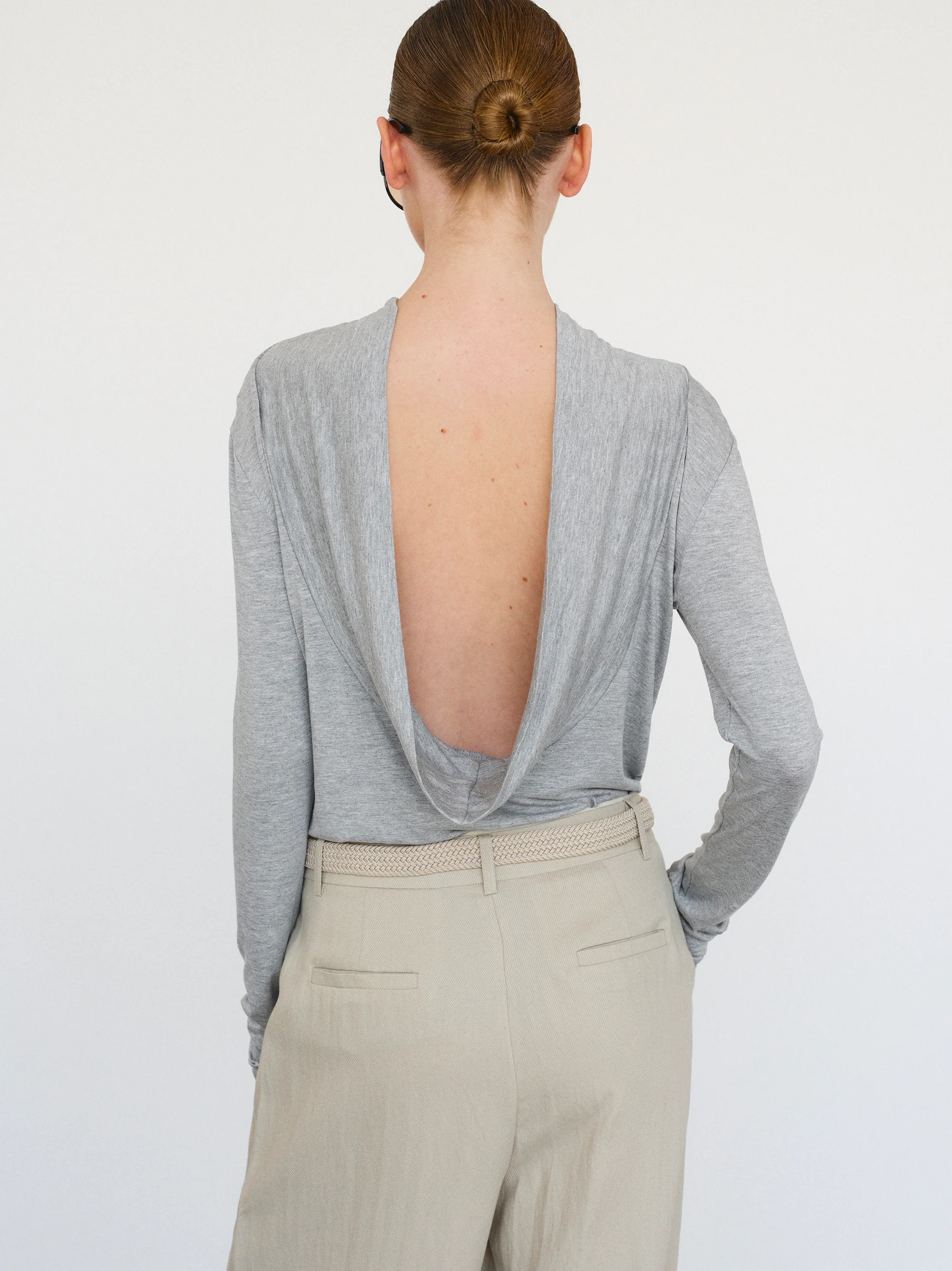 Drop Back Blouse, Grey - Image 5