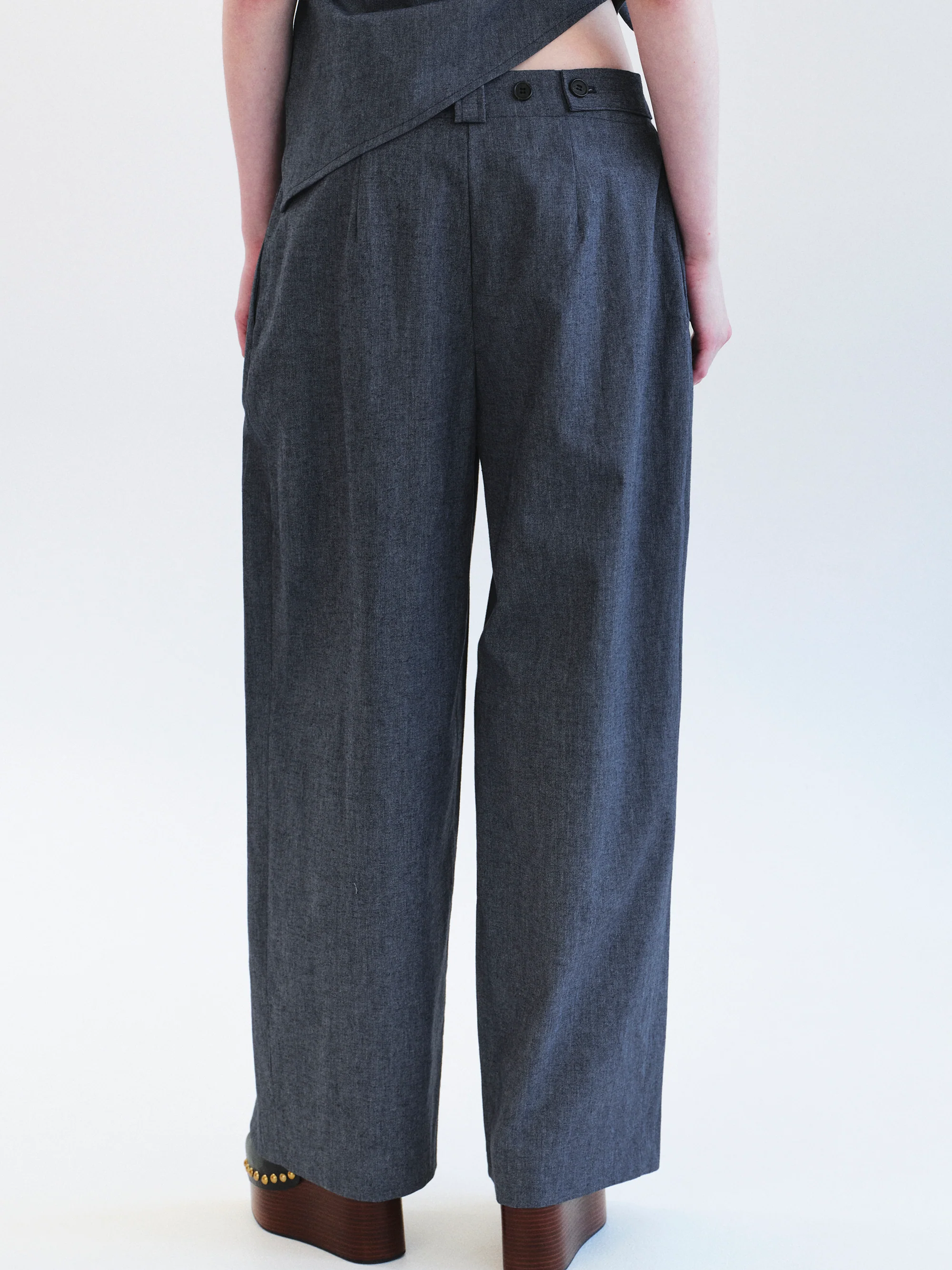 Elvana Pleated Pants, Blue - Image 4