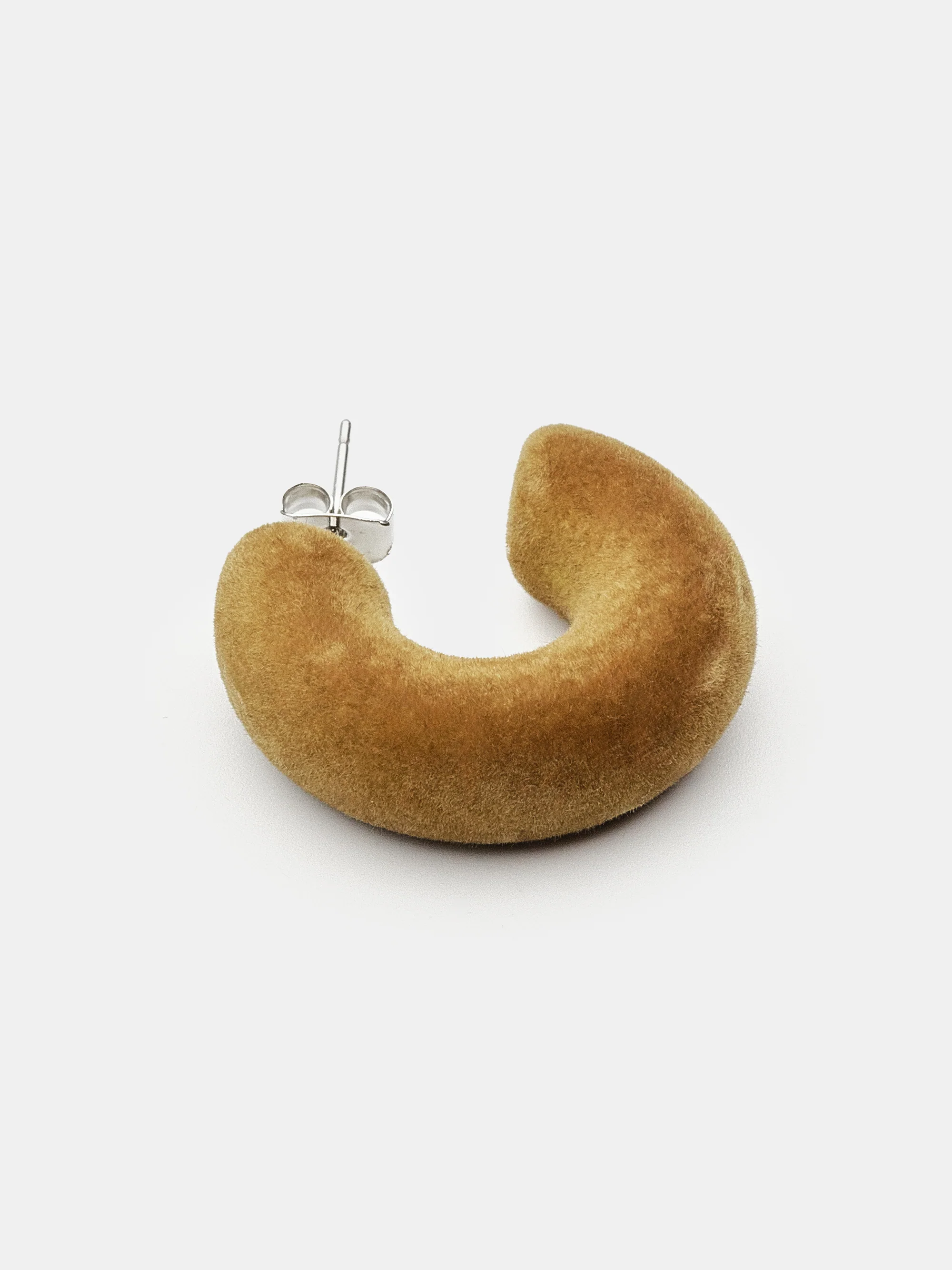 Flocked Hoop Earrings, Camel - Image 3