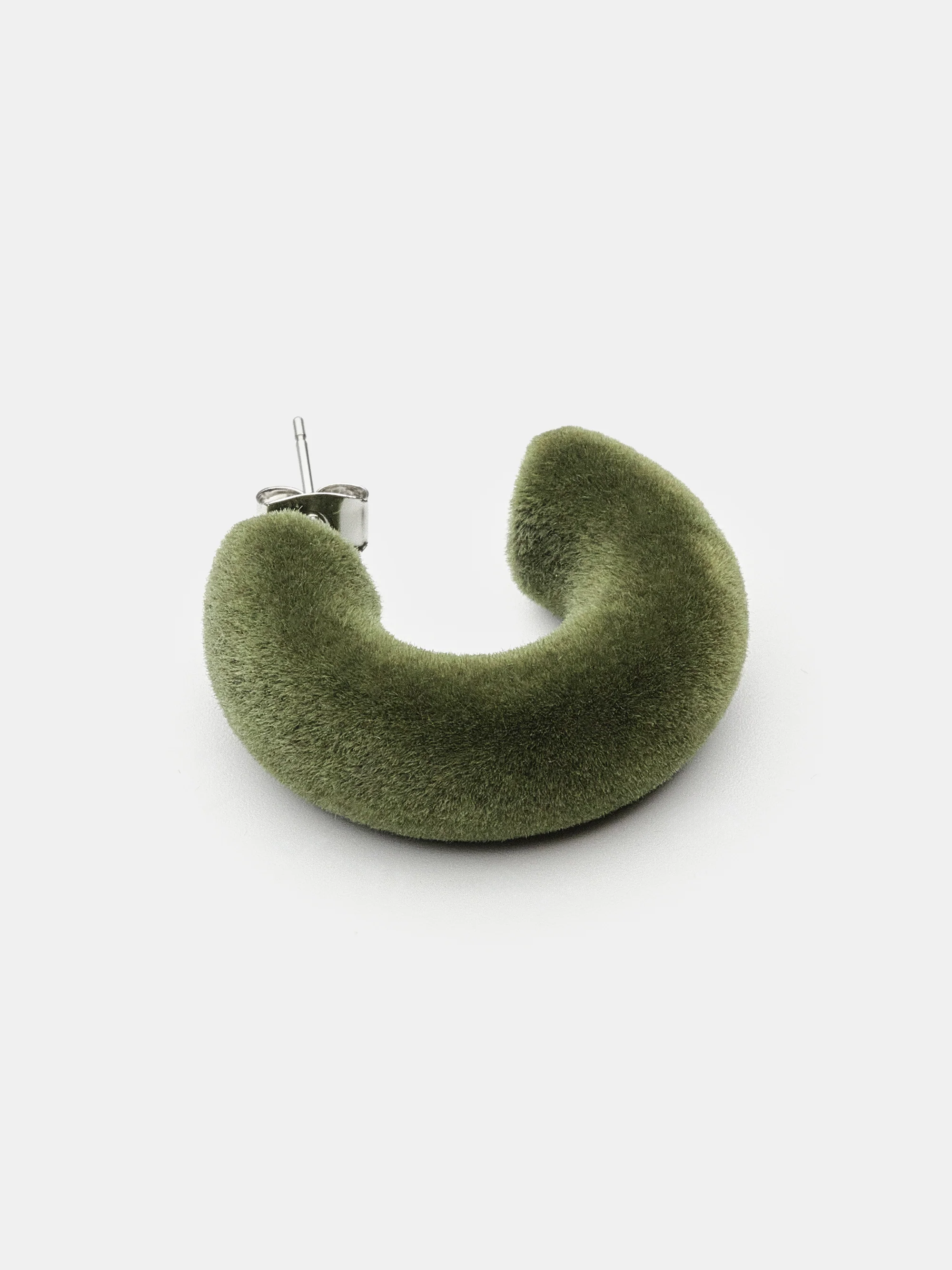 Flocked Hoop Earrings, Green - Image 3