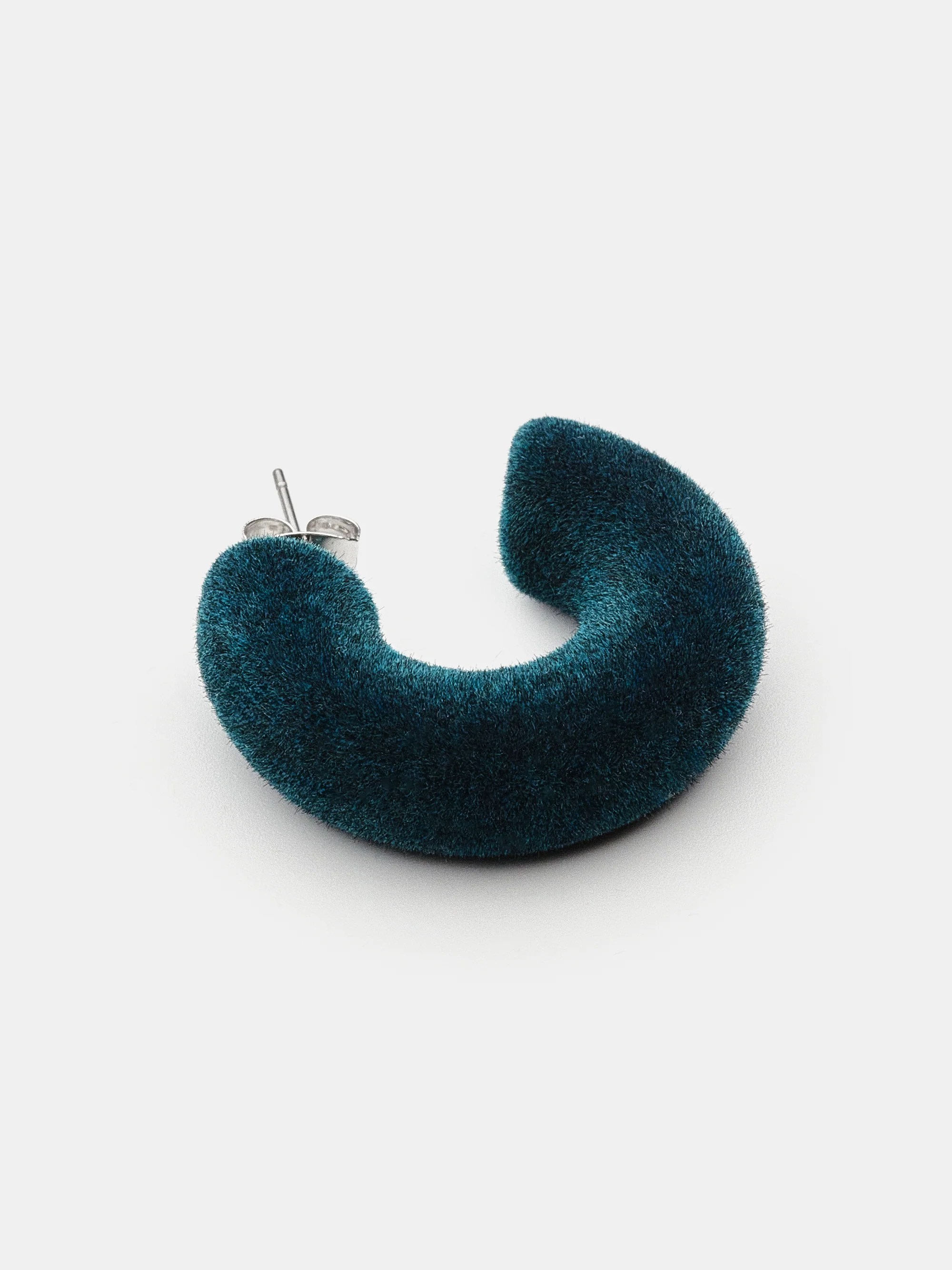 Flocked Hoop Earrings, Teal - Image 3