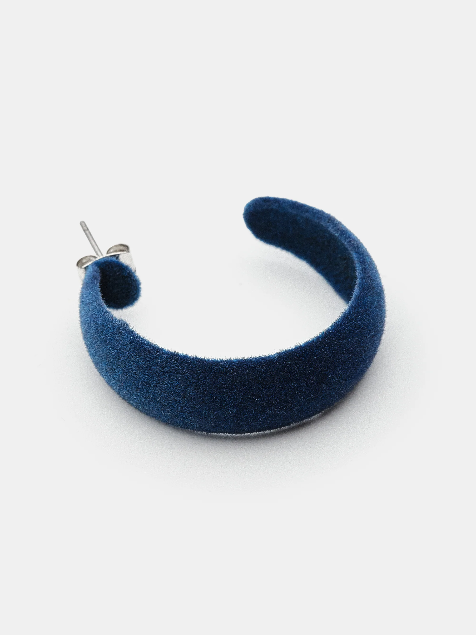 Flocked Slim Hoop Earrings, Blue - Image 3