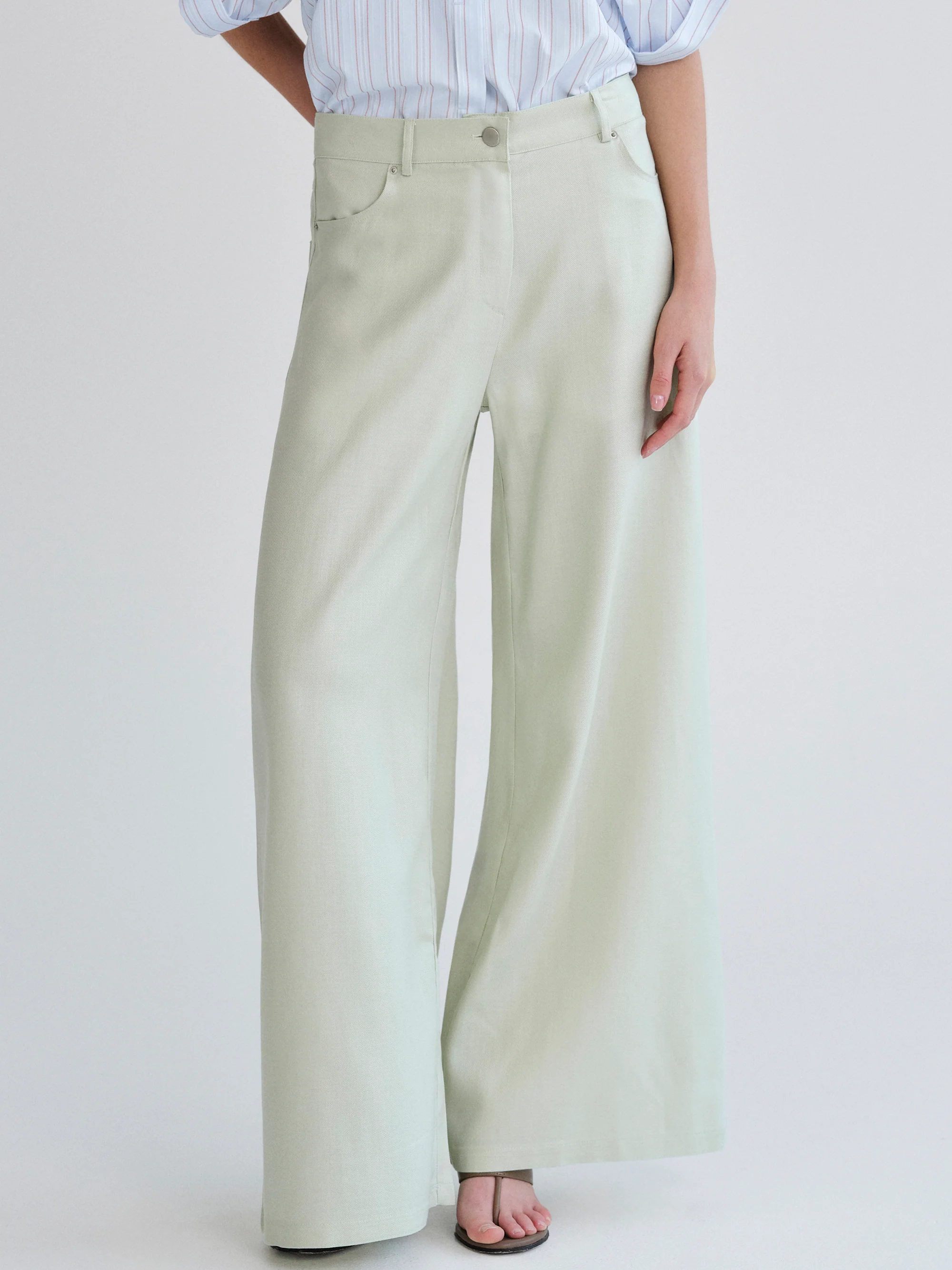 Mirko Fluid Tencel Denim Pants, Mint - Image 3