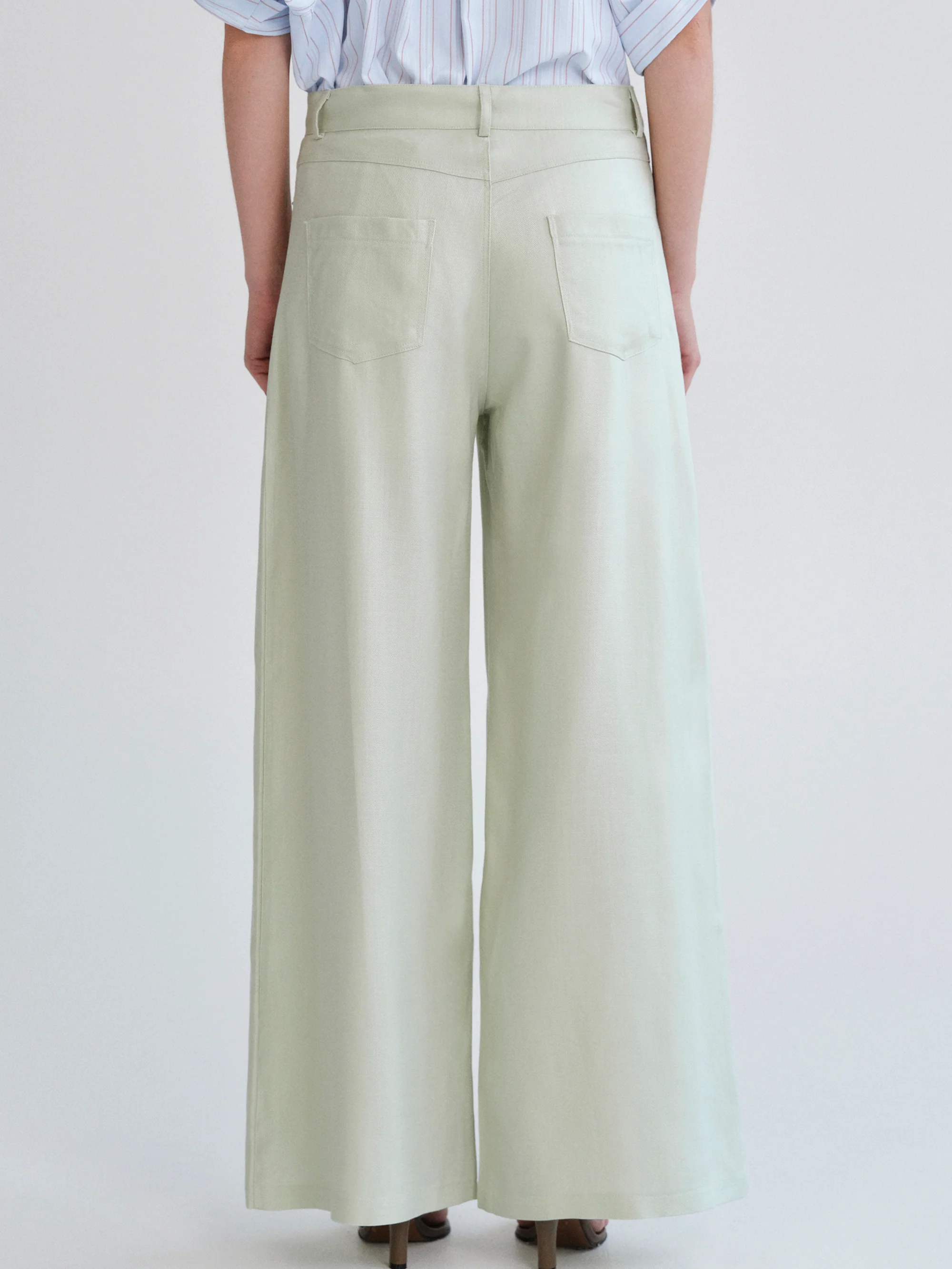 Mirko Fluid Tencel Denim Pants, Mint - Image 6
