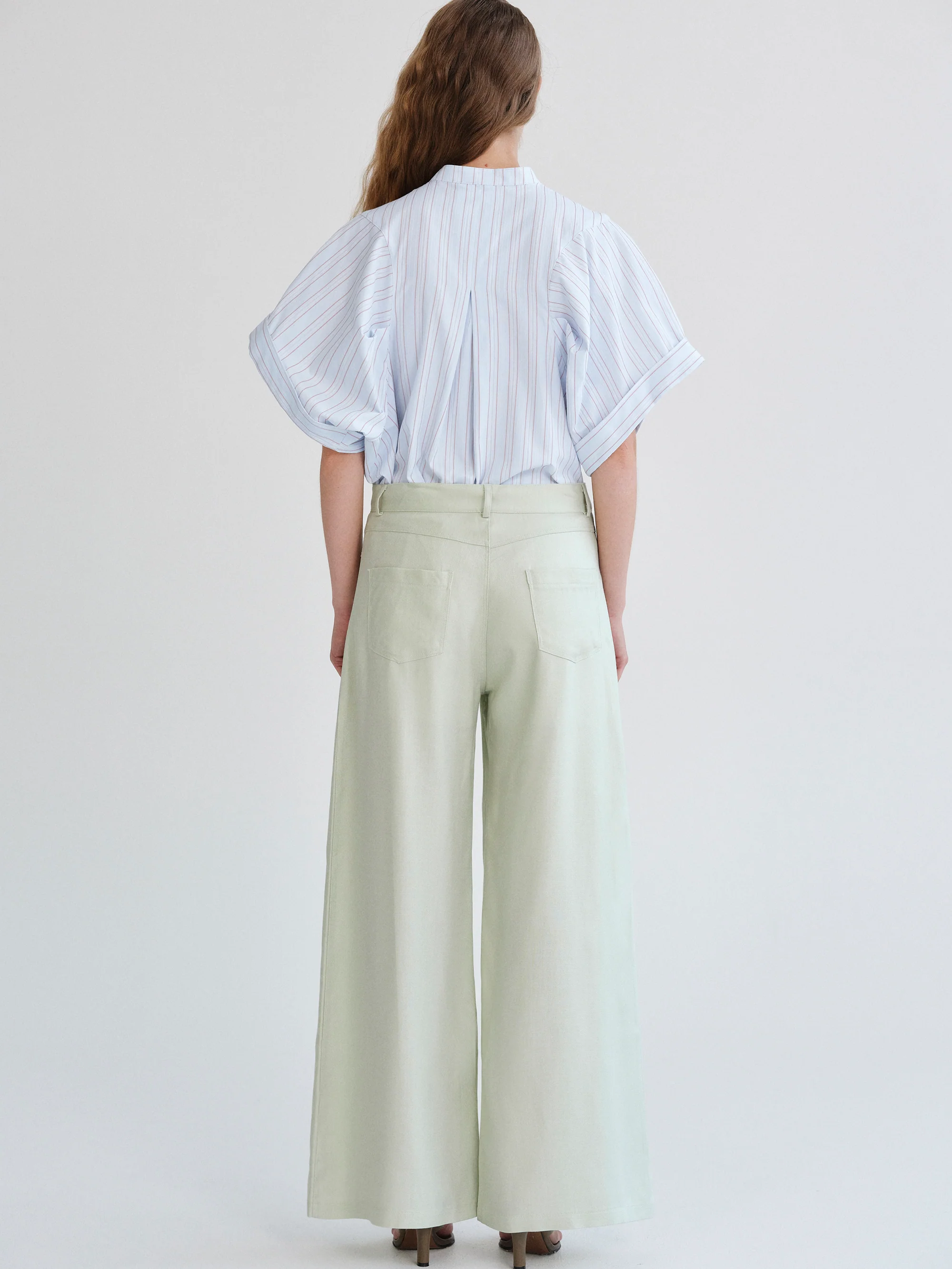 Mirko Fluid Tencel Denim Pants, Mint - Image 7