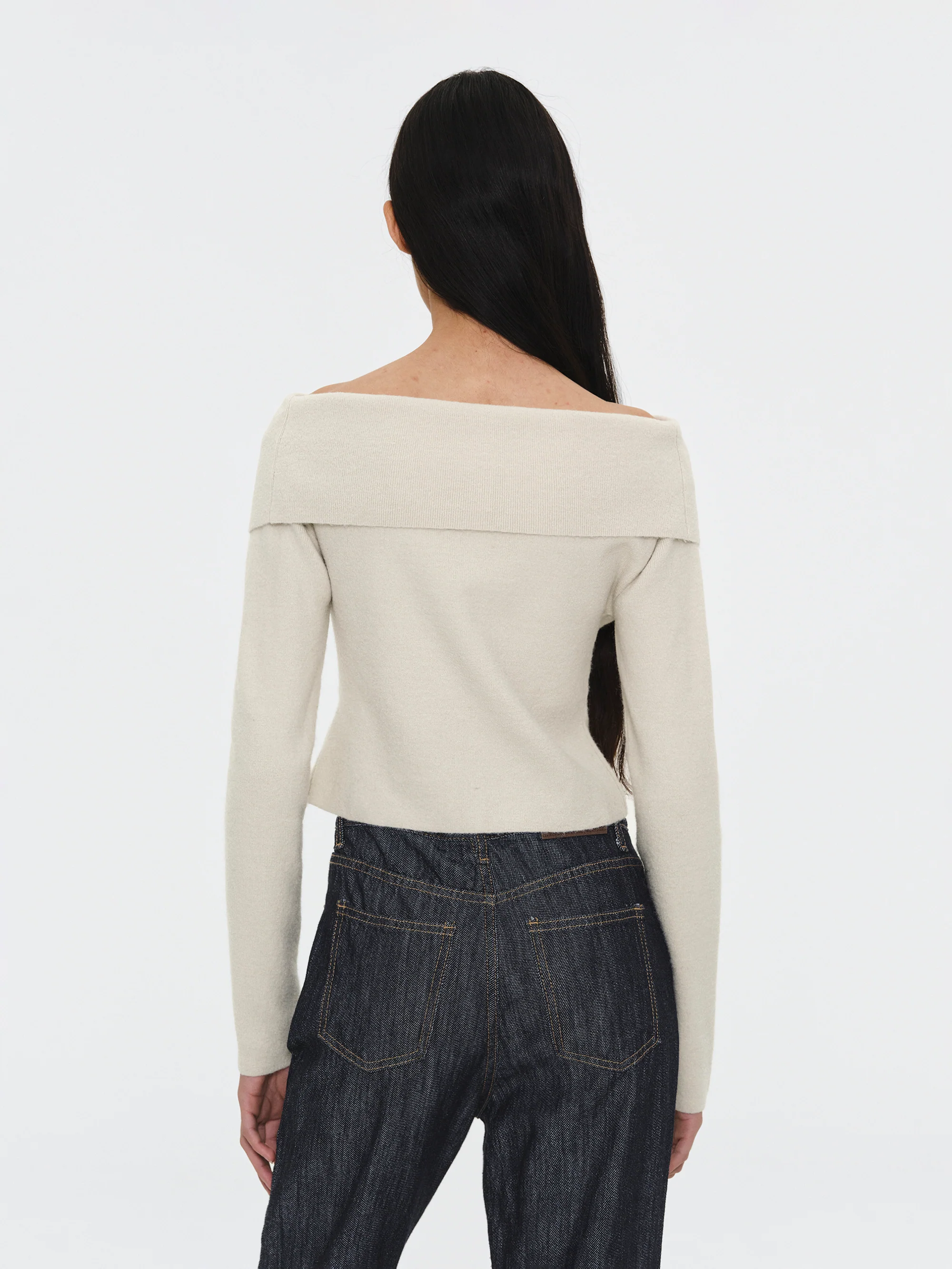 Foldover Button Knit Top, Ivory - Image 5