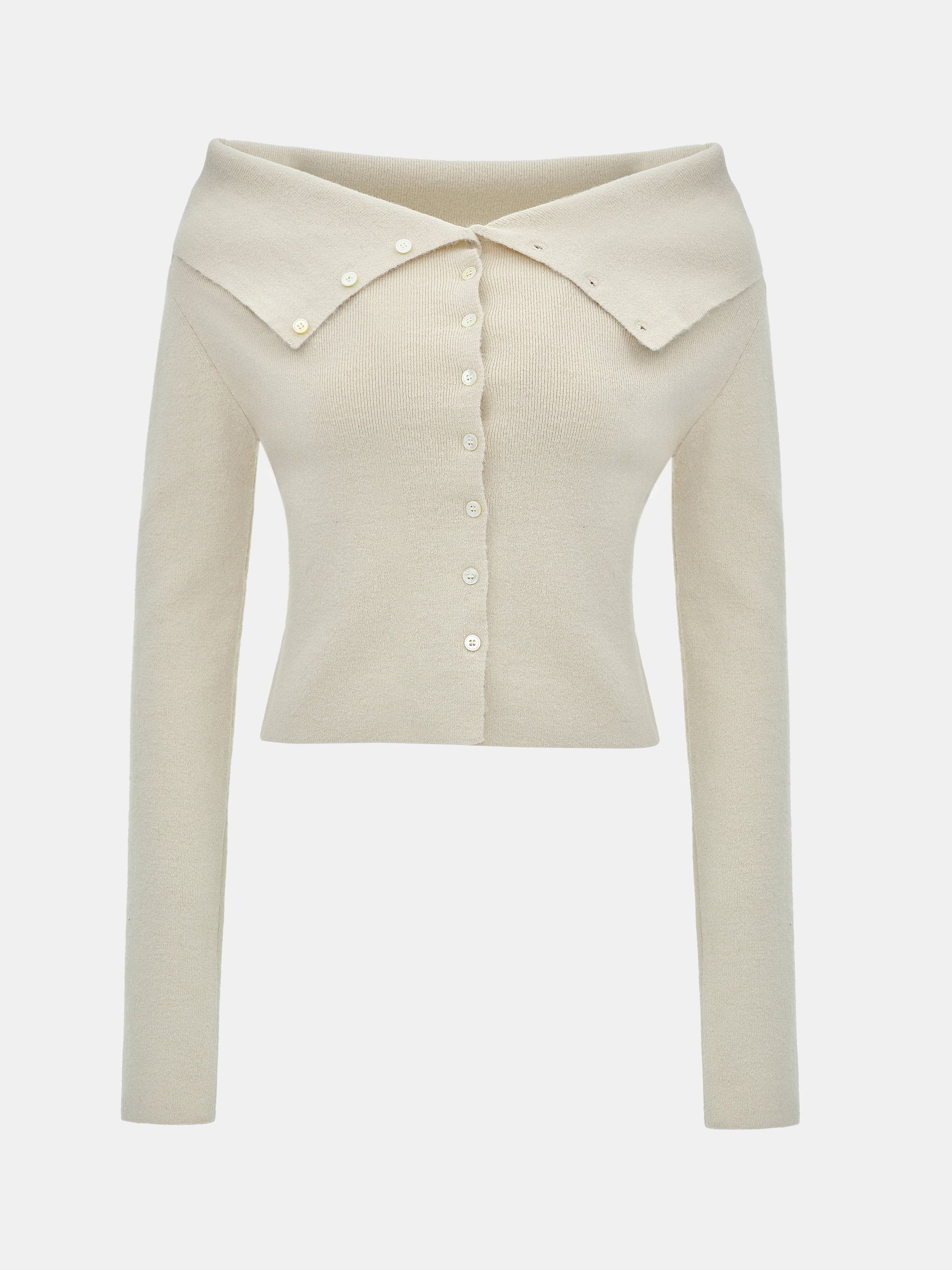 Foldover Button Knit Top, Ivory - Image 6