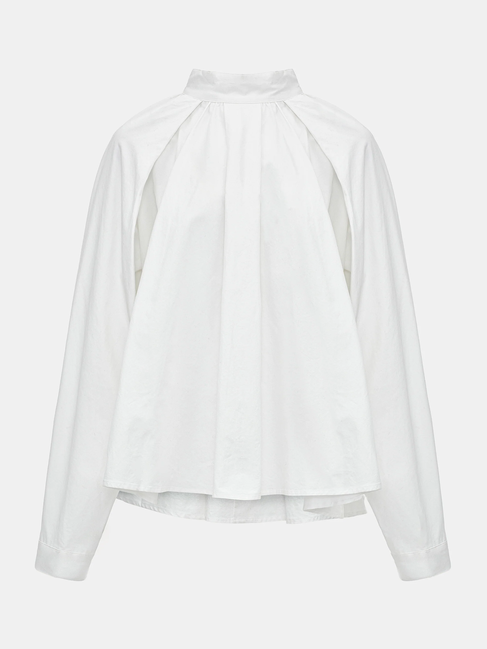 Gathered Poplin Blouse, White - Image 6