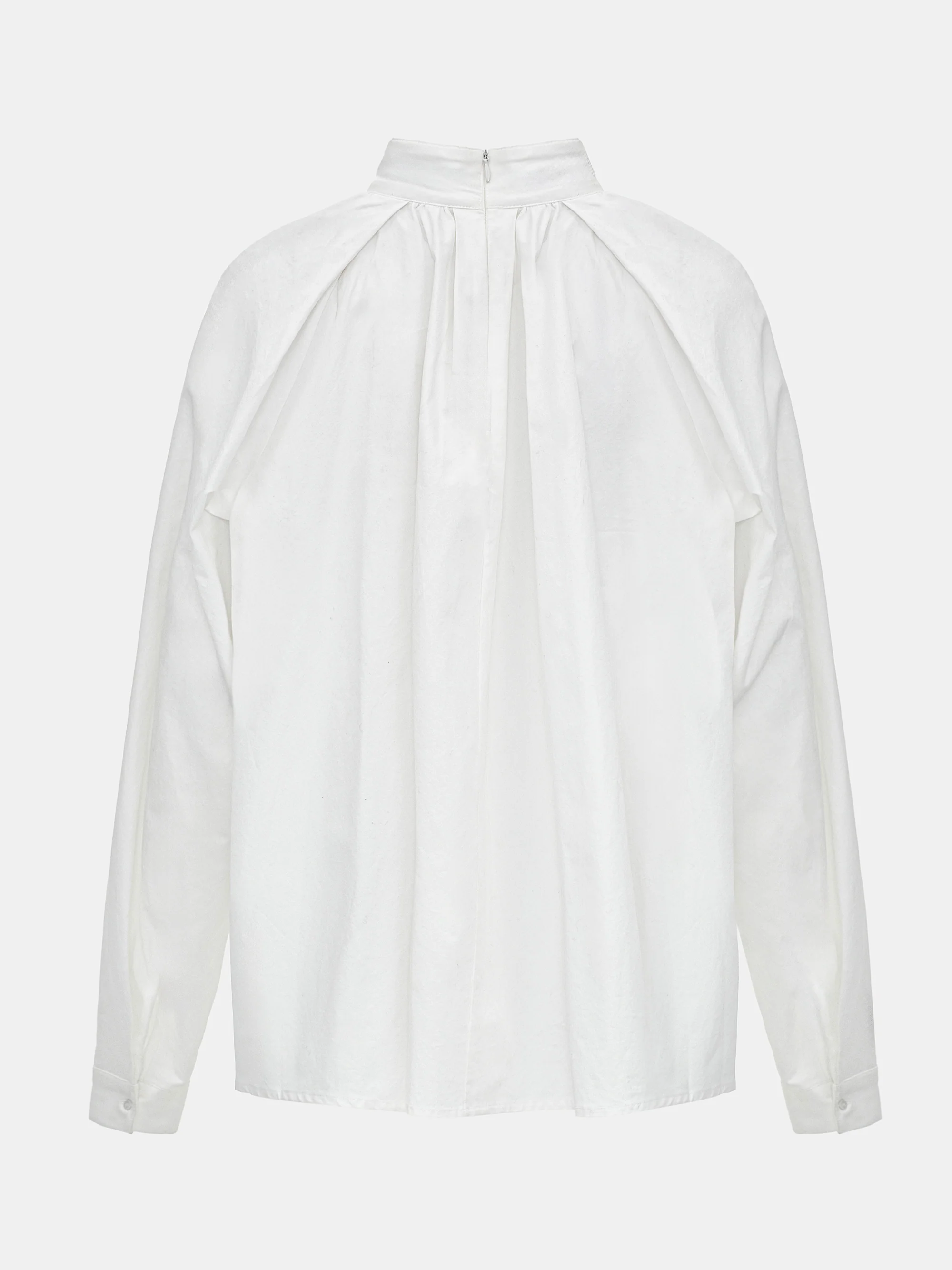 Gathered Poplin Blouse, White - Image 7