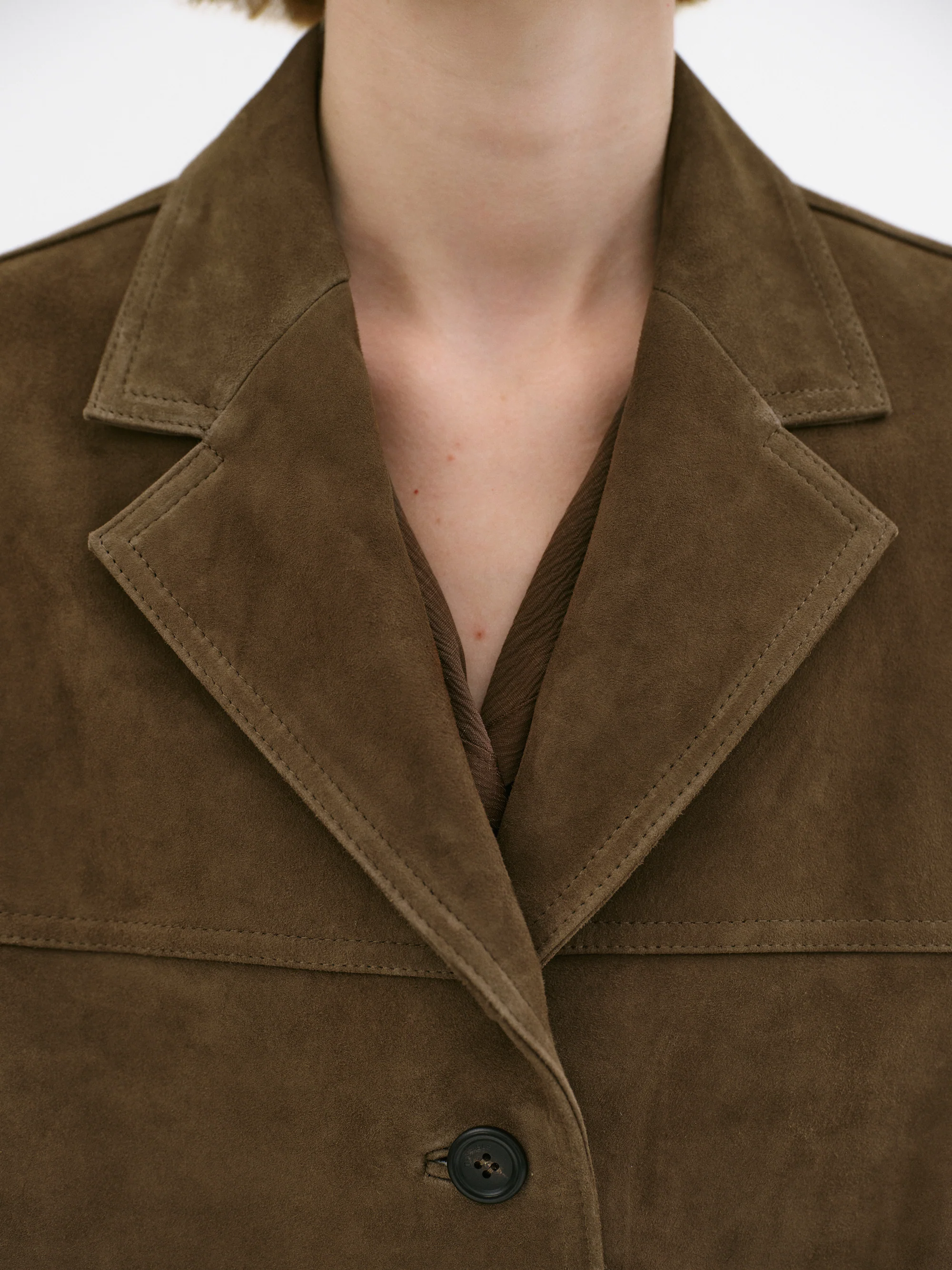 Hailey Lambskin Blazer, Pecan - Image 3