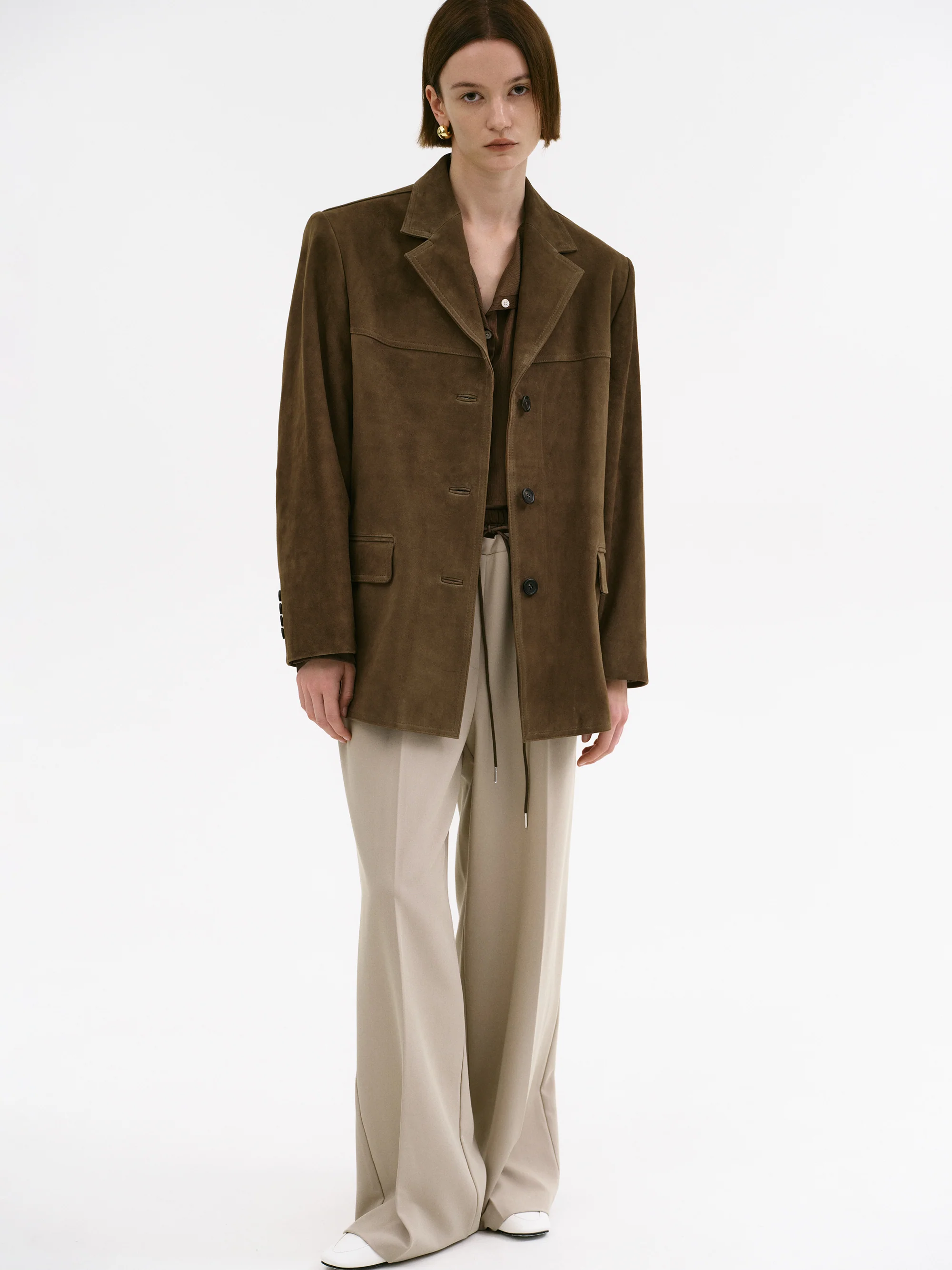 Hailey Lambskin Blazer, Pecan - Image 5