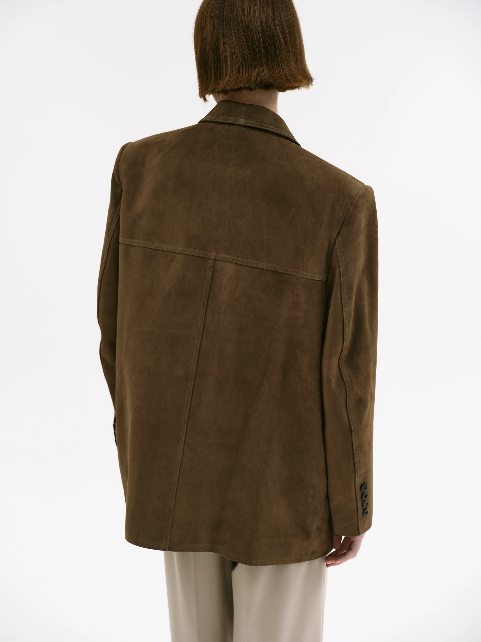 Hailey Lambskin Blazer, Pecan - Image 6