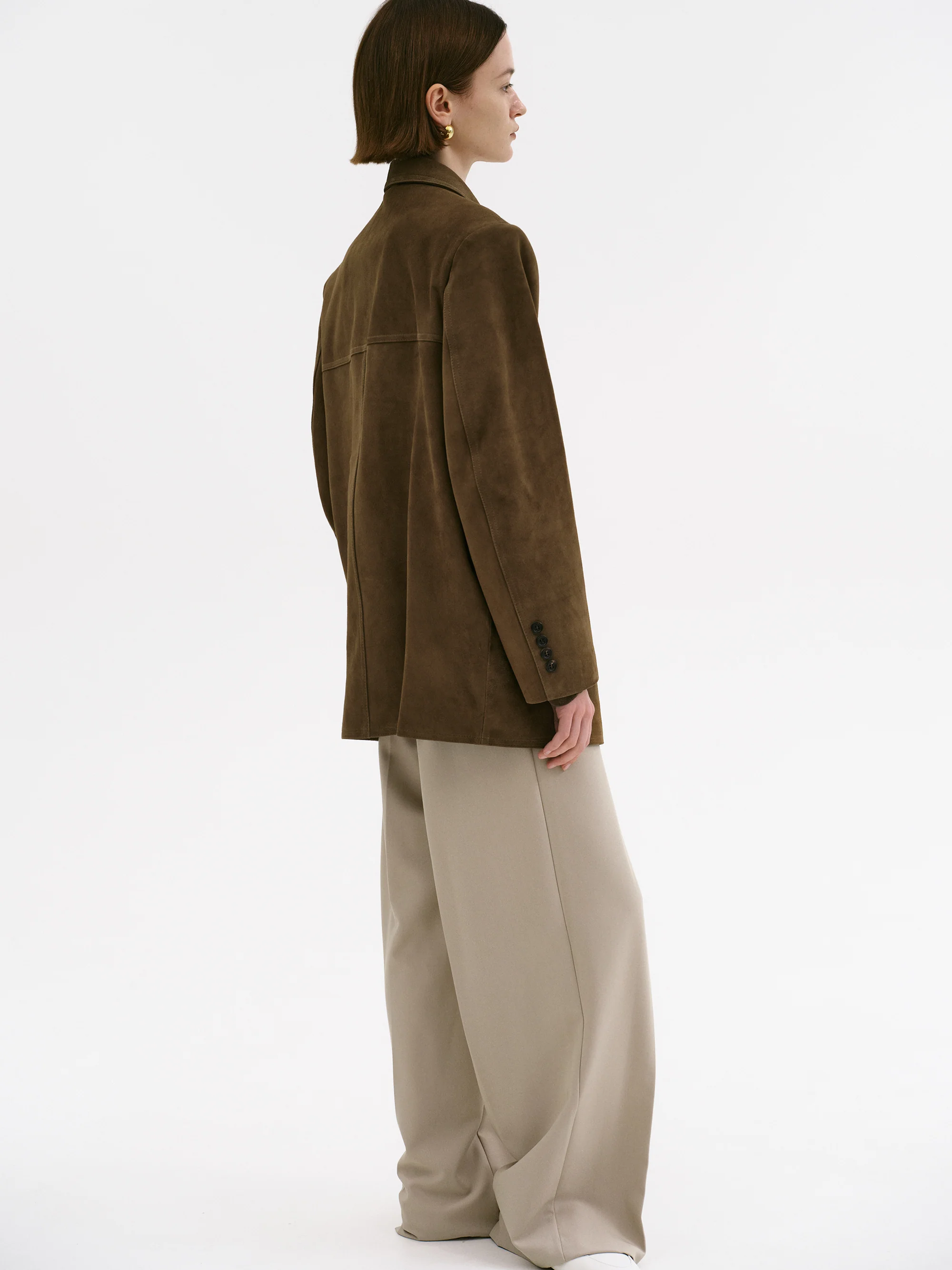 Hailey Lambskin Blazer, Pecan - Image 7