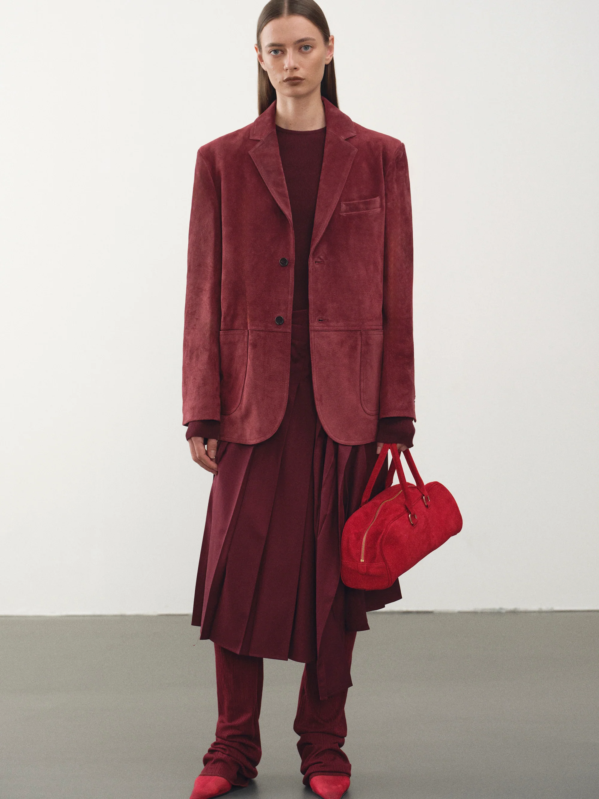 Kant Suede Blazer, Burgundy - Image 3