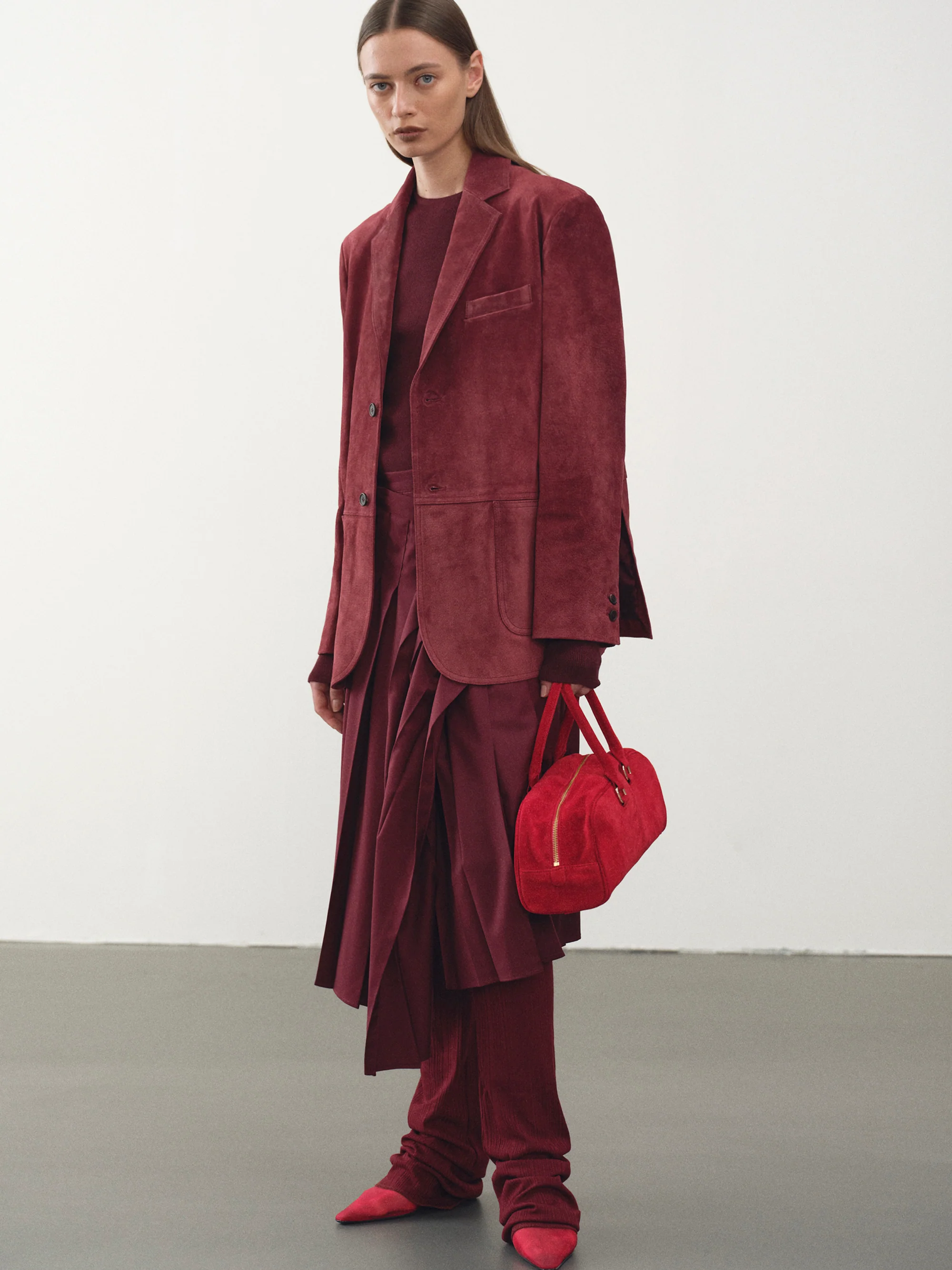 Kant Suede Blazer, Burgundy - Image 4