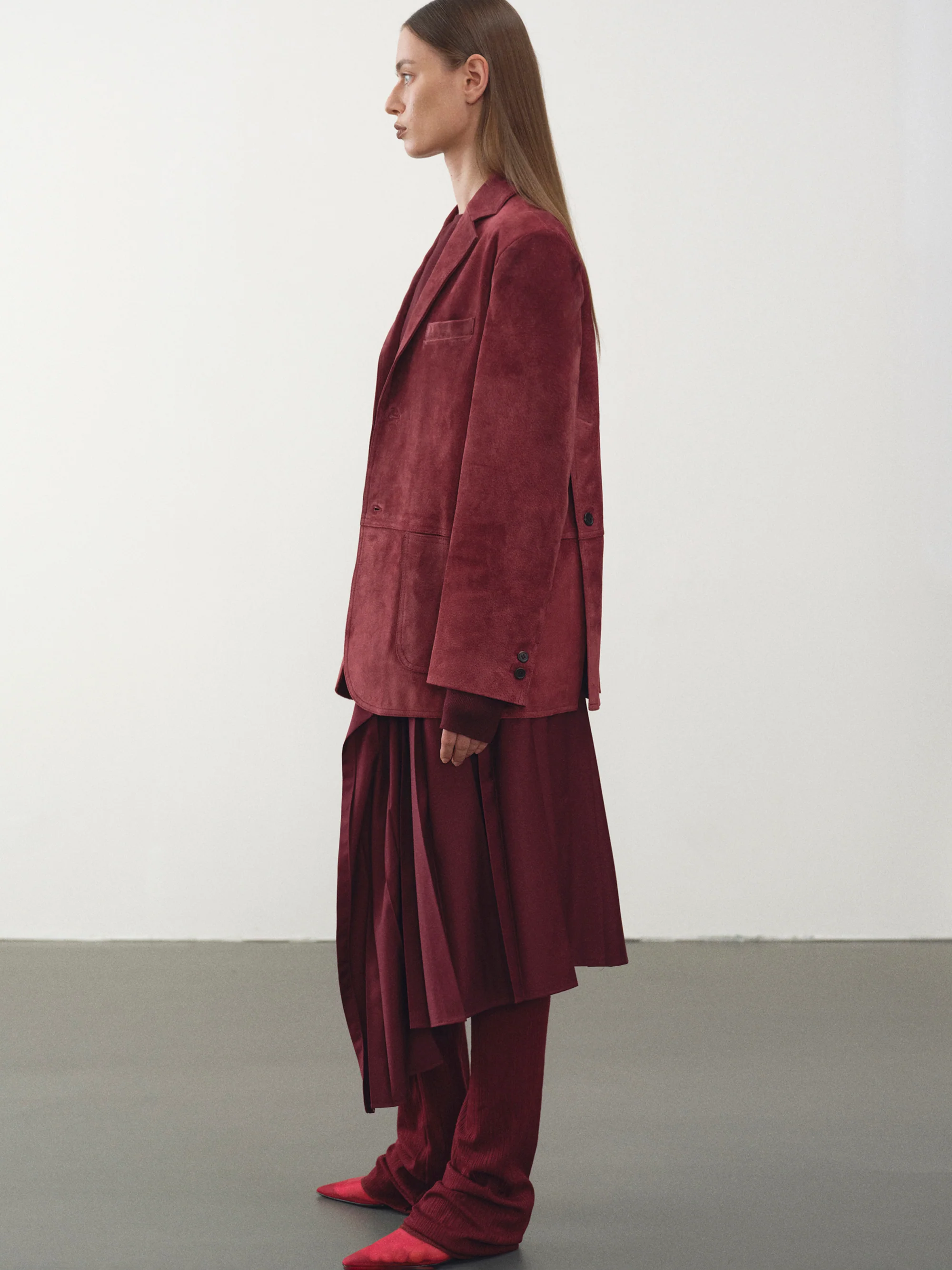 Kant Suede Blazer, Burgundy - Image 6