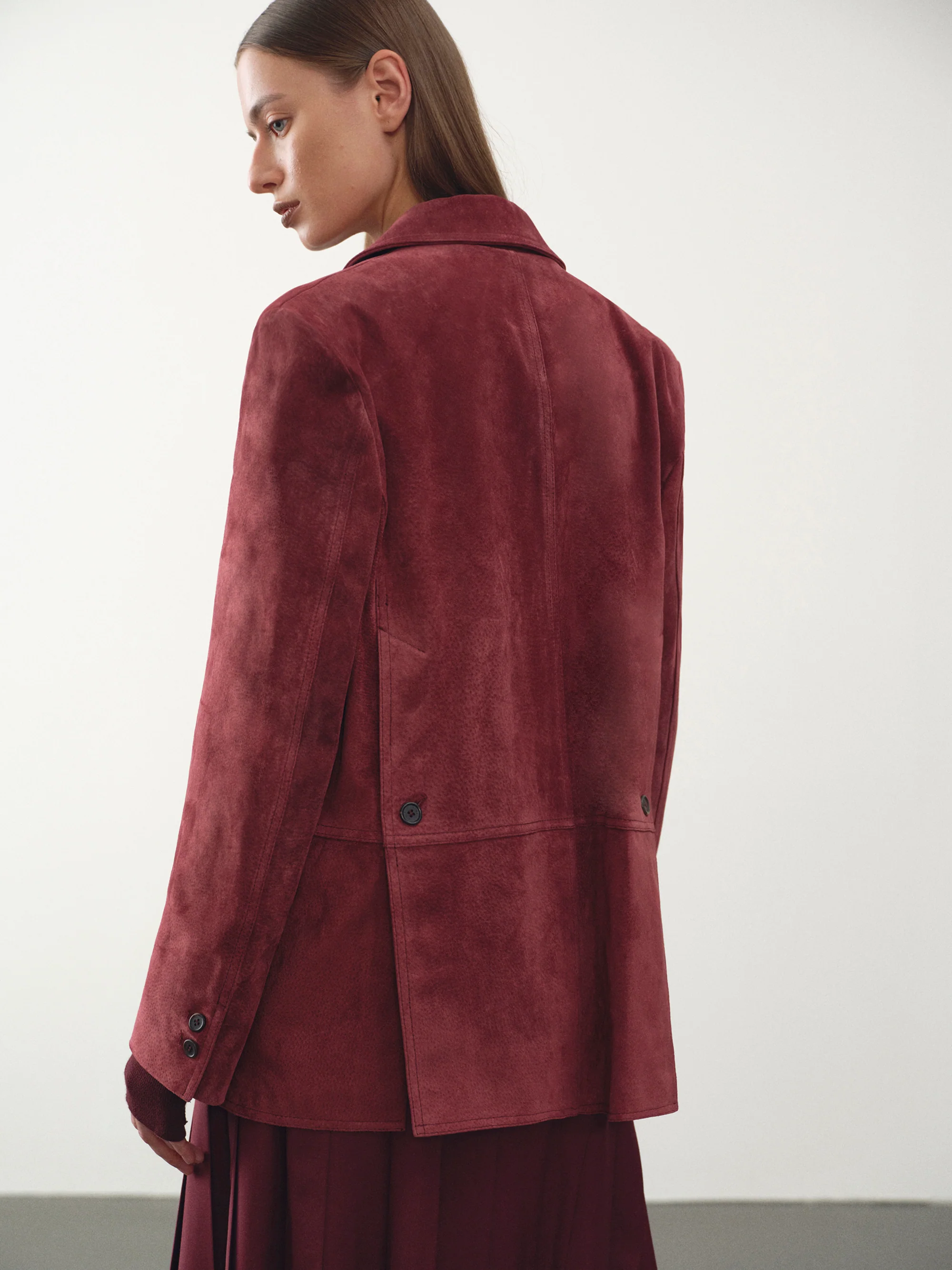 Kant Suede Blazer, Burgundy - Image 8