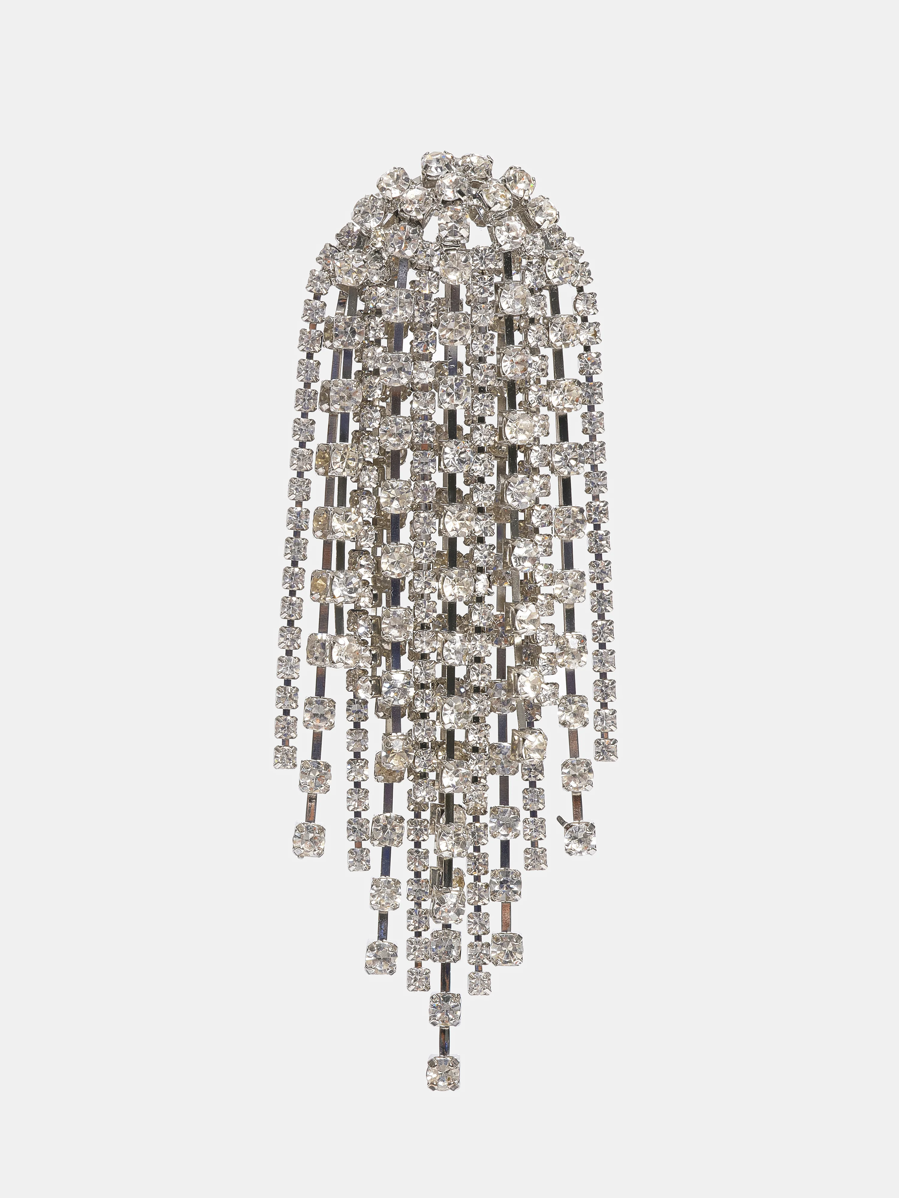 Long Rhinestone Earrings, Silver - Image 3