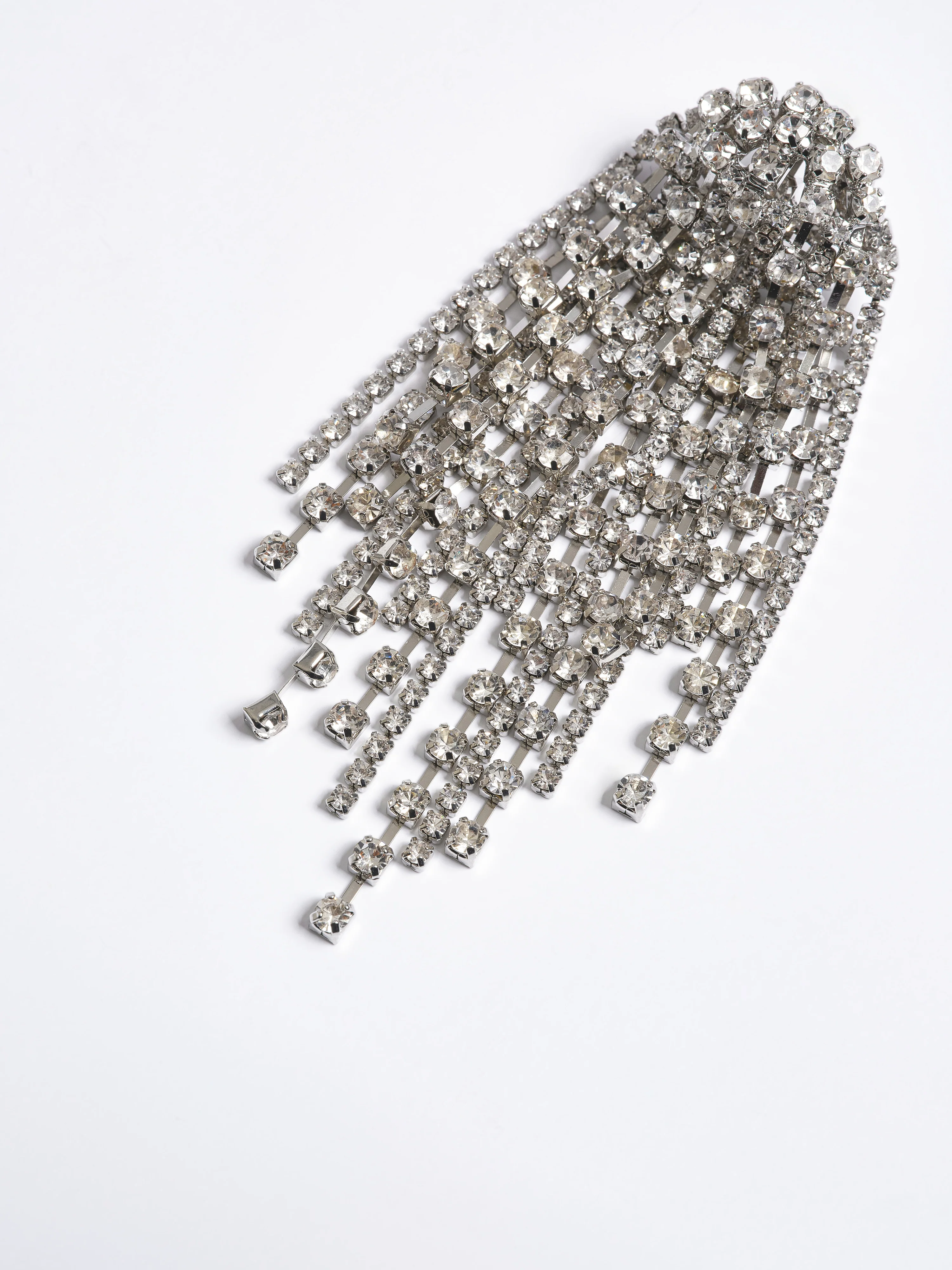 Long Rhinestone Earrings, Silver - Image 5