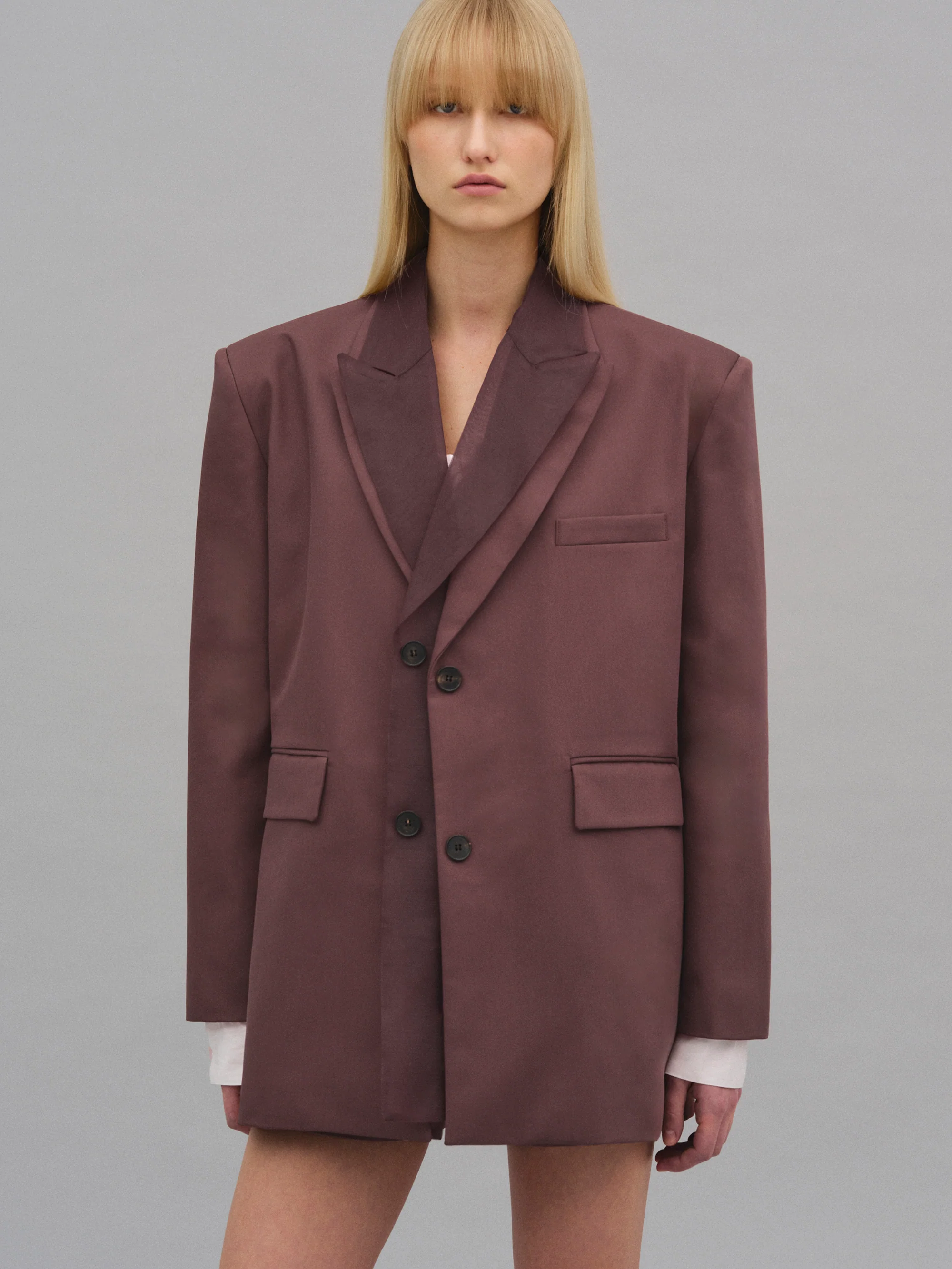 Molly Sheer Collar Blazer, Wine - Image 4