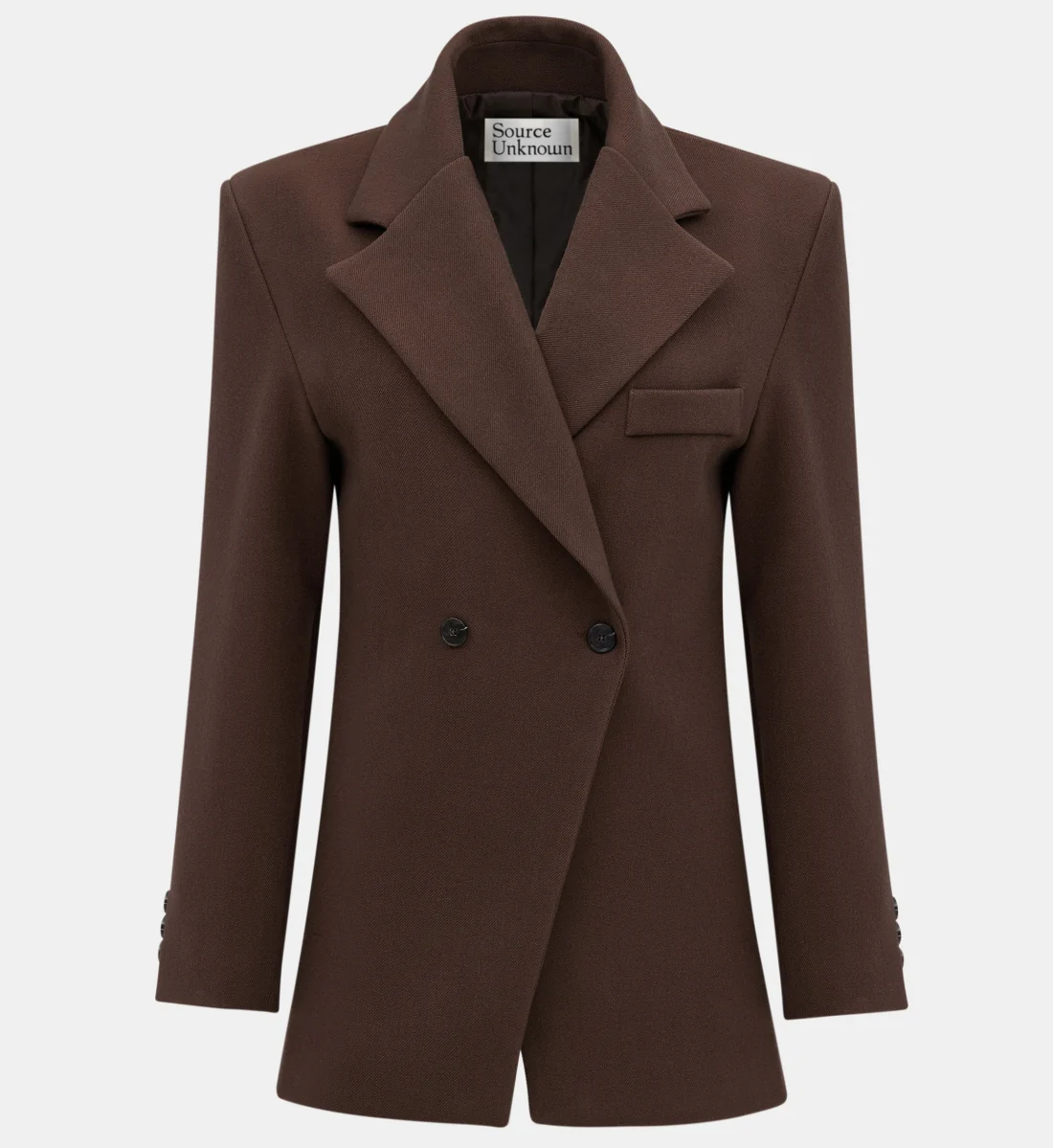 Nangy Double Breasted Cinched Blazer, Brown - Image 6