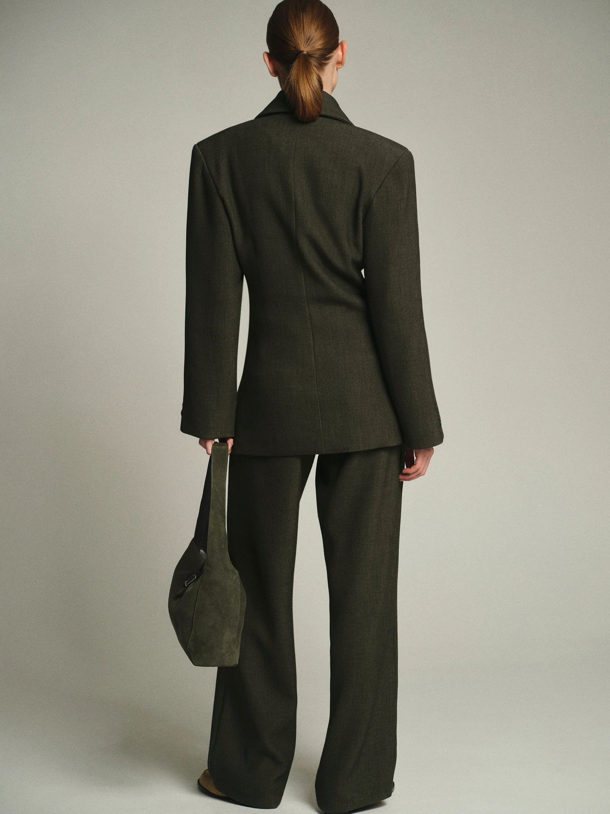 Nangy Double Breasted Cinched Blazer, Khaki - Image 5