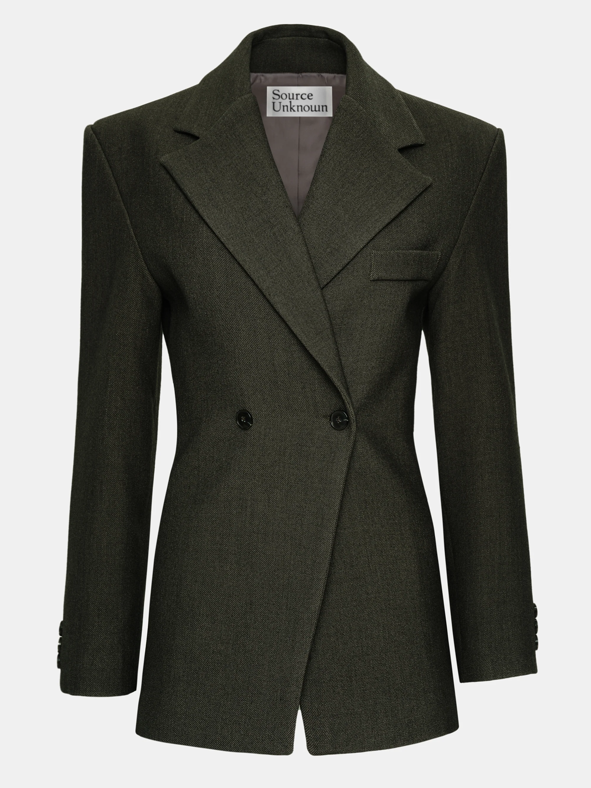 Nangy Double Breasted Cinched Blazer, Khaki - Image 6
