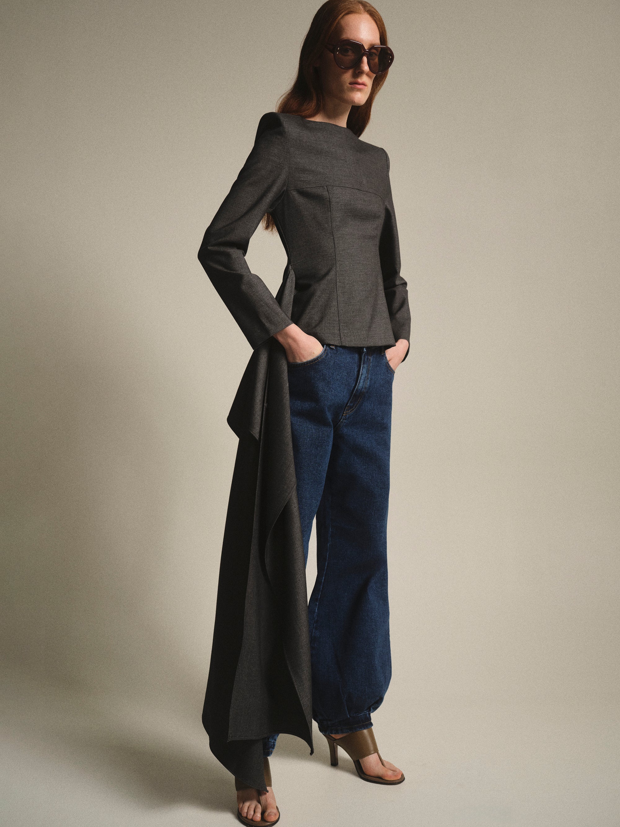 Nevis Asymmetric Panel Top, Charcoal - Image 4