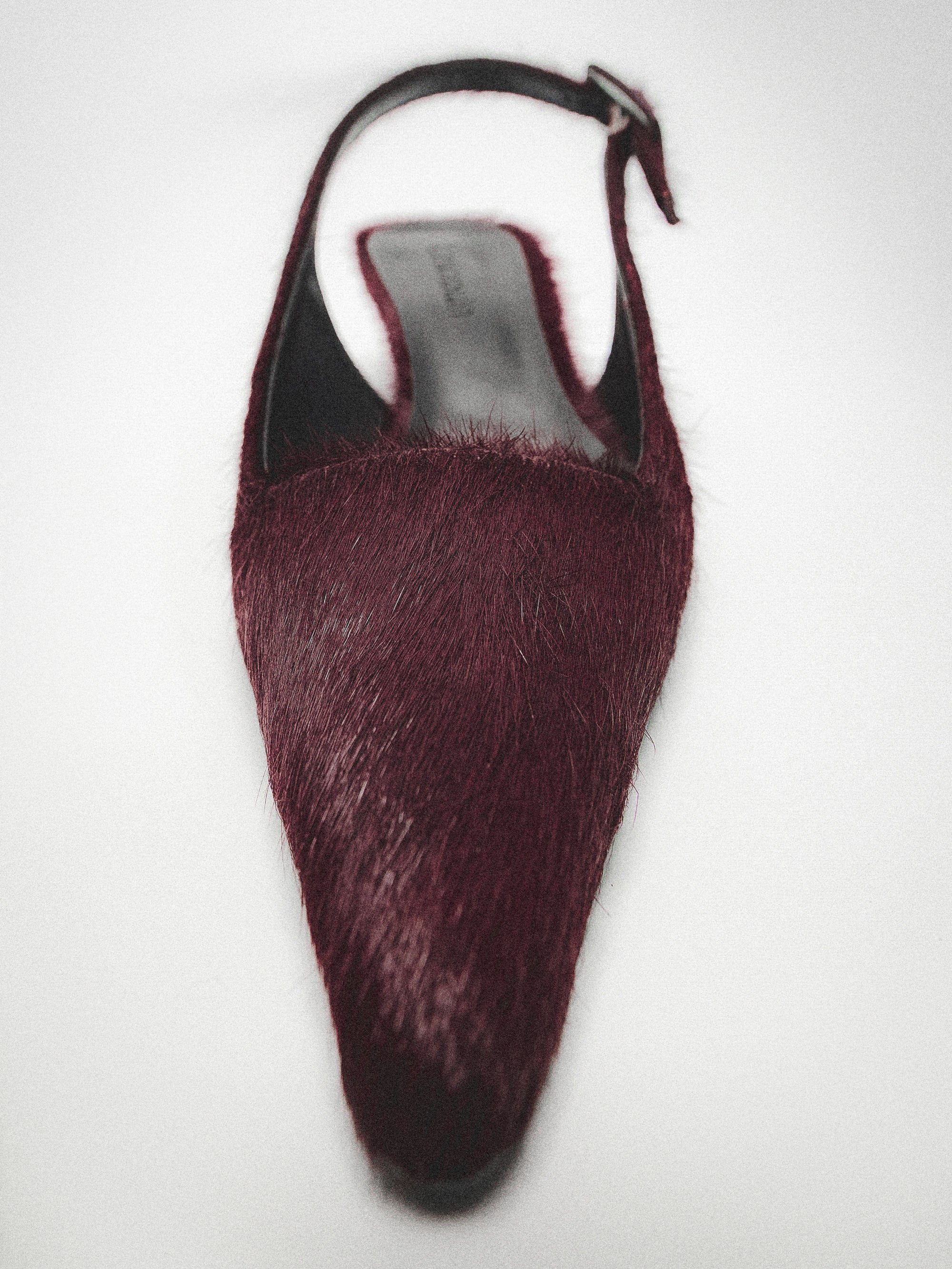 Nomie Cow-Hair Slingback, Wine - Image 5