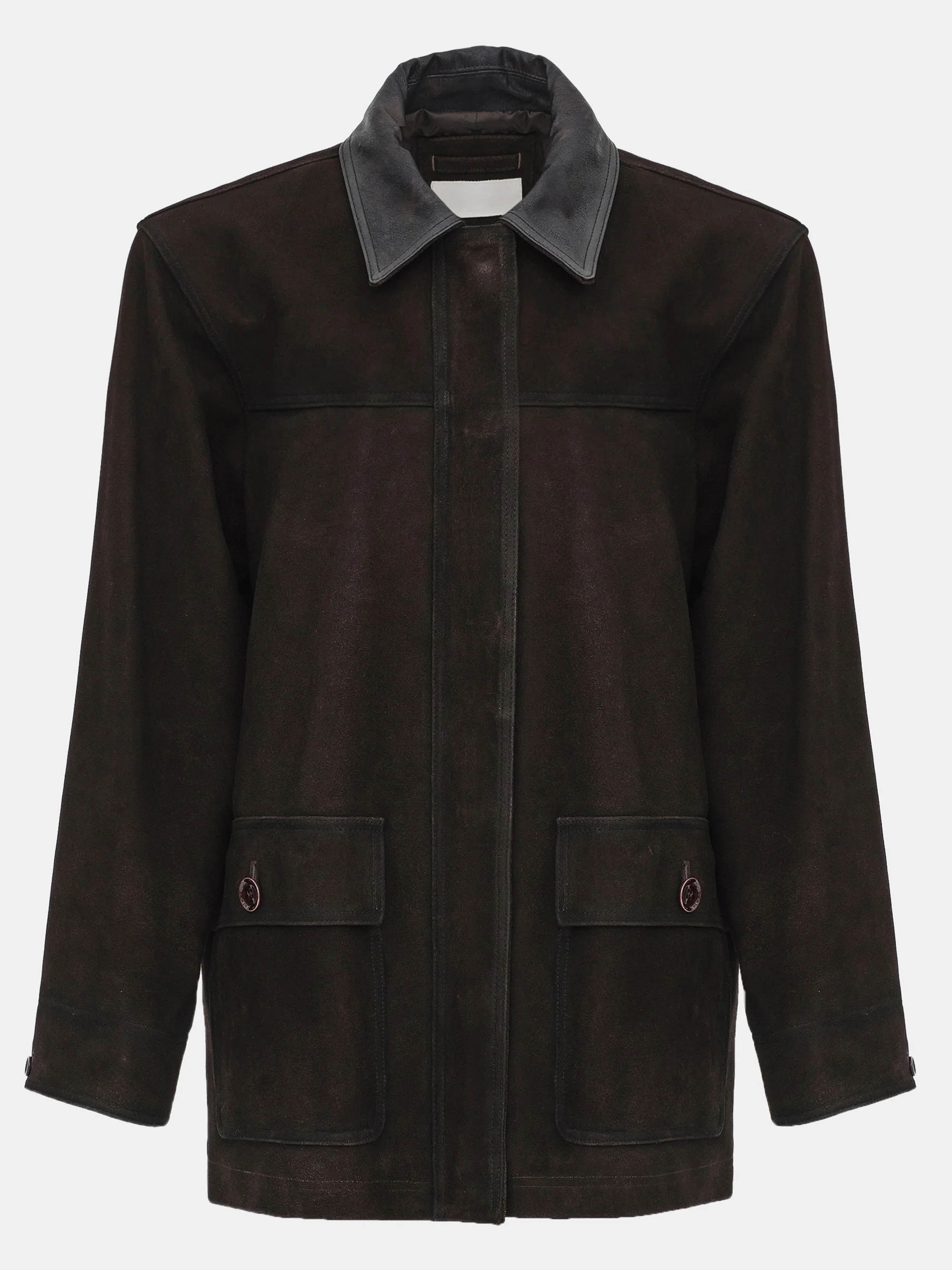 Paneled Barn Suede Jacket, Brown - Image 6
