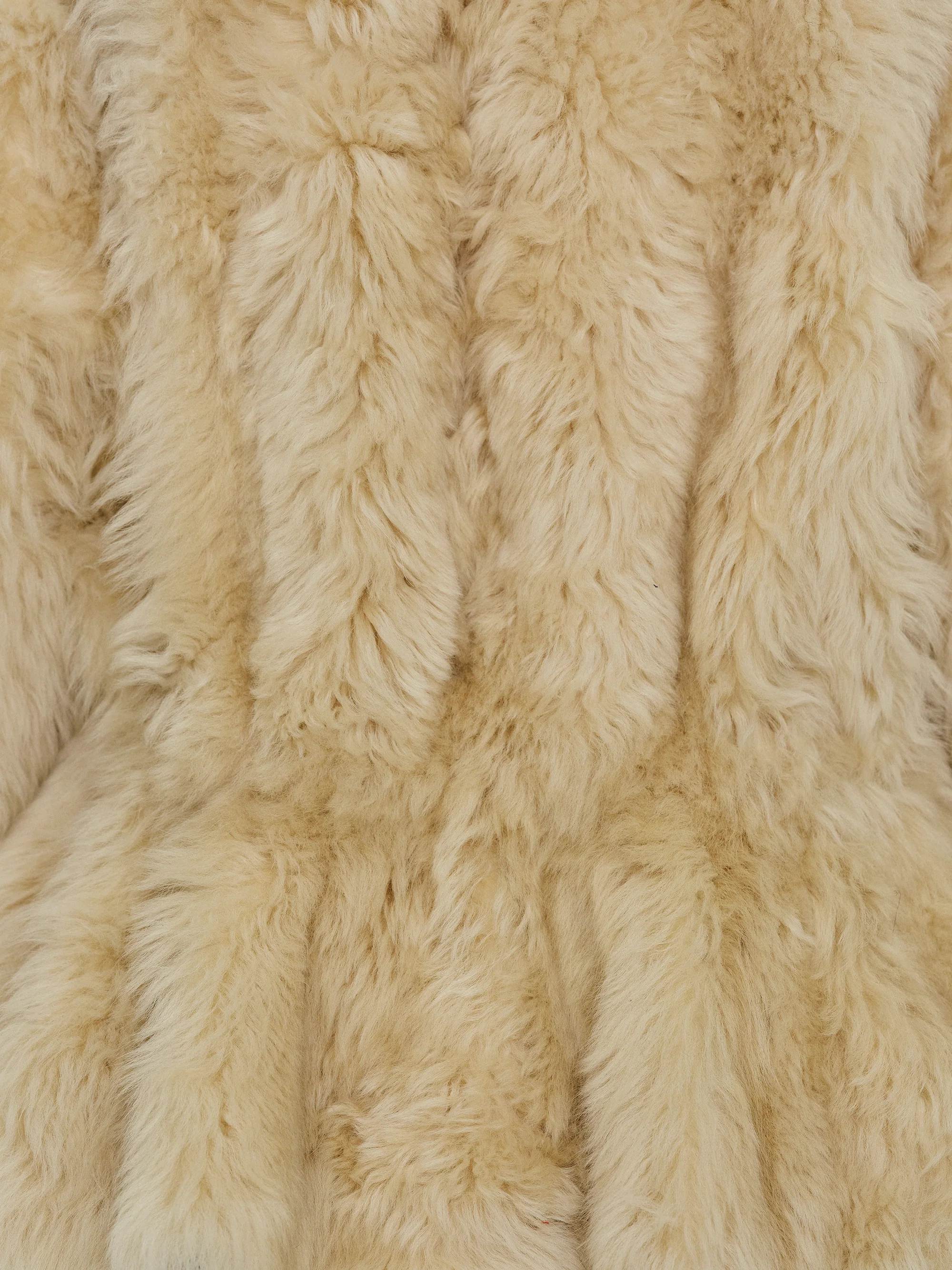 Peplum Shearling Coat, Beige - Image 5