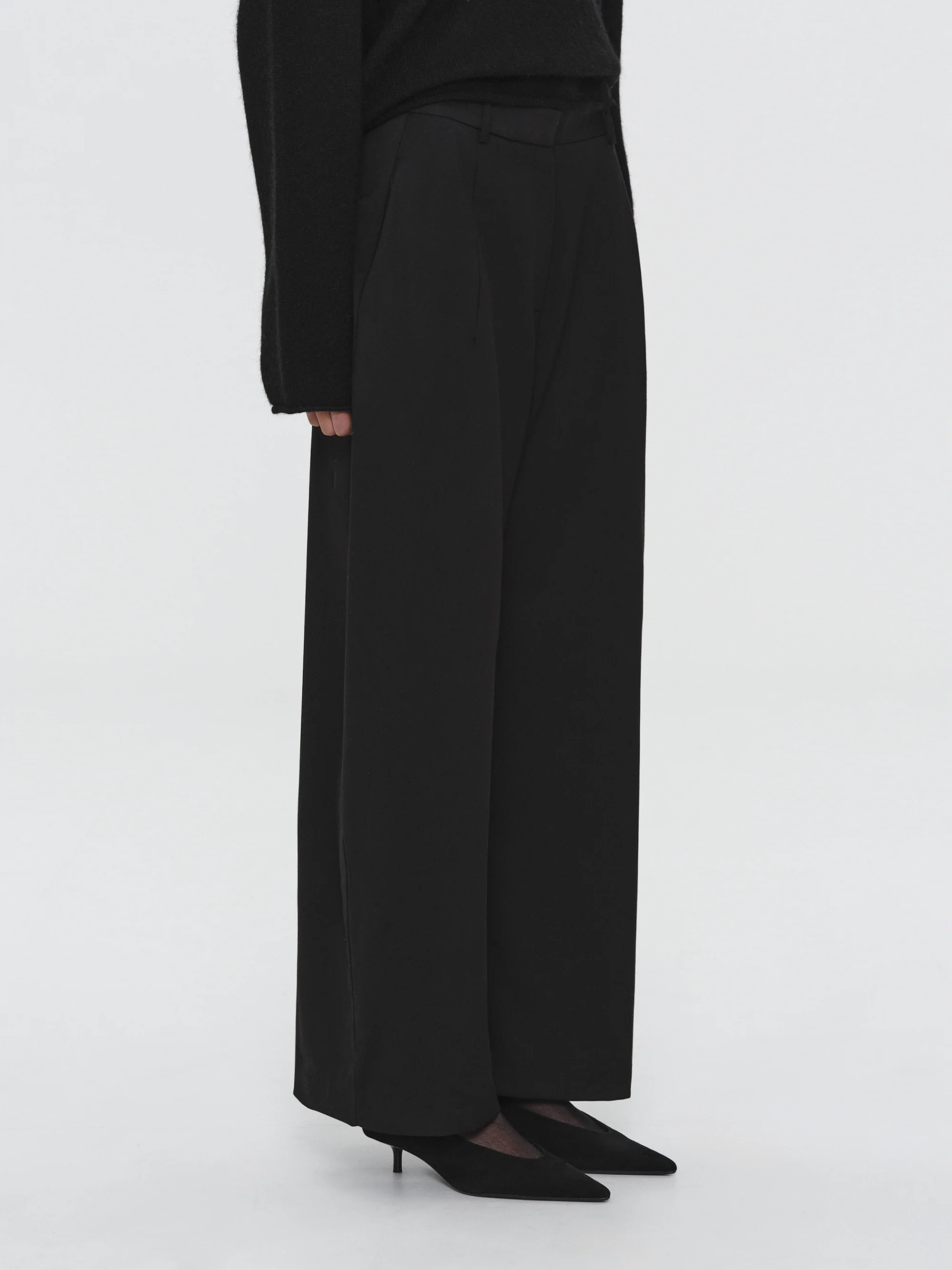 Relaxed Tailored Trousers, Black - Image 3