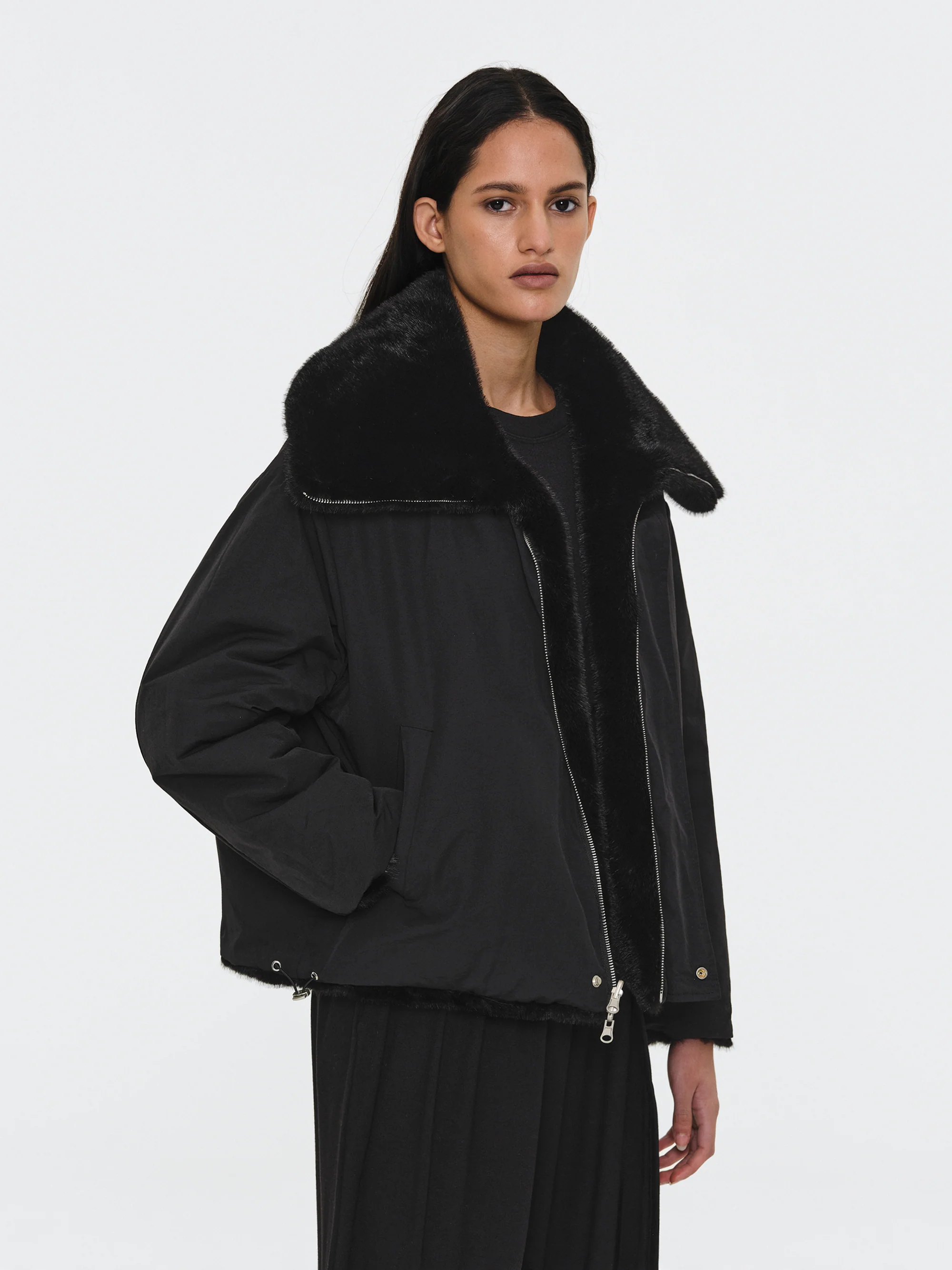 Reversible Faux-Fur Jacket, Black - Image 3