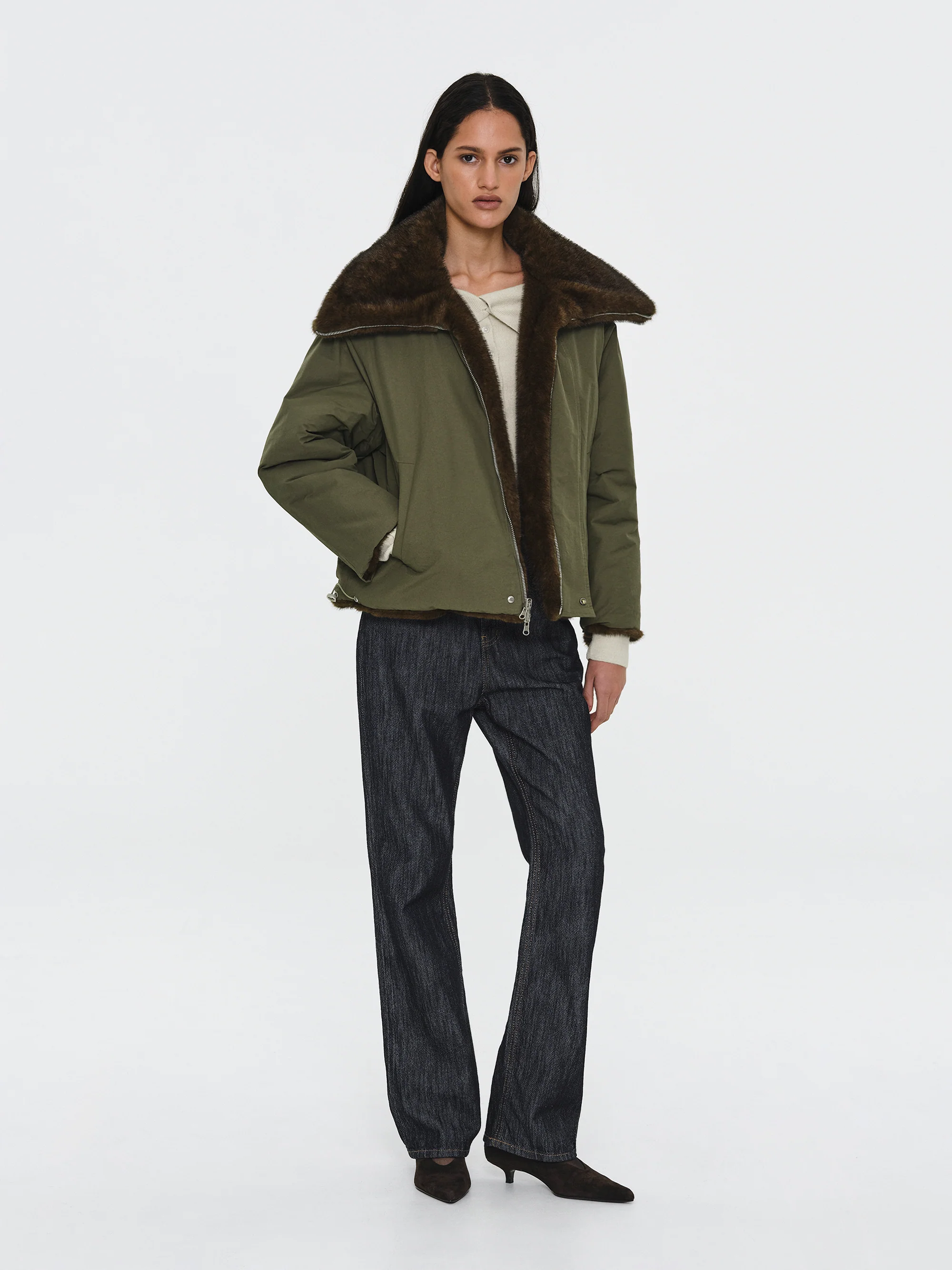 Reversible Faux-Fur Jacket, Brown - Image 4