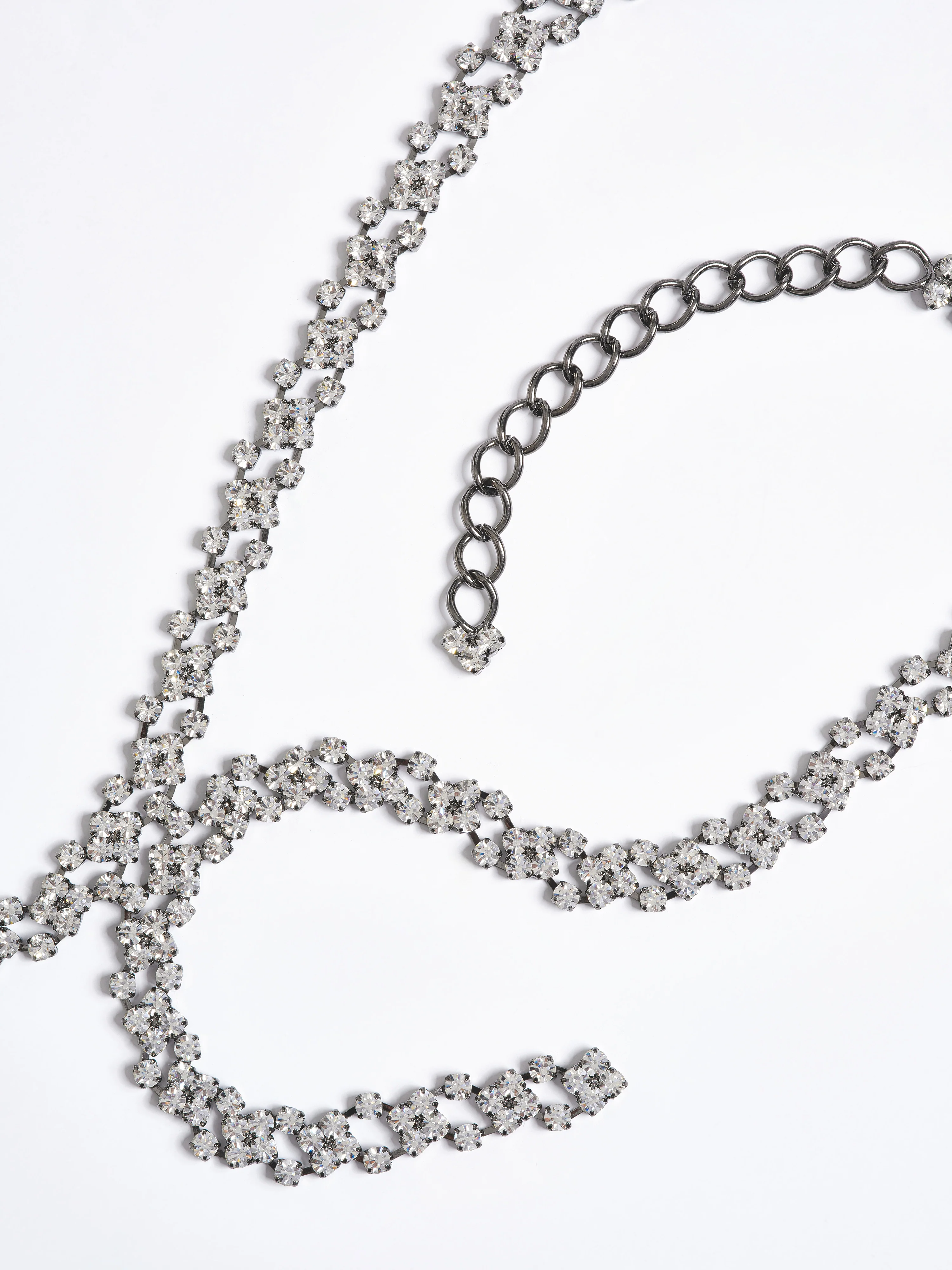 Rhinestone Drop Necklace, Silver - Image 5